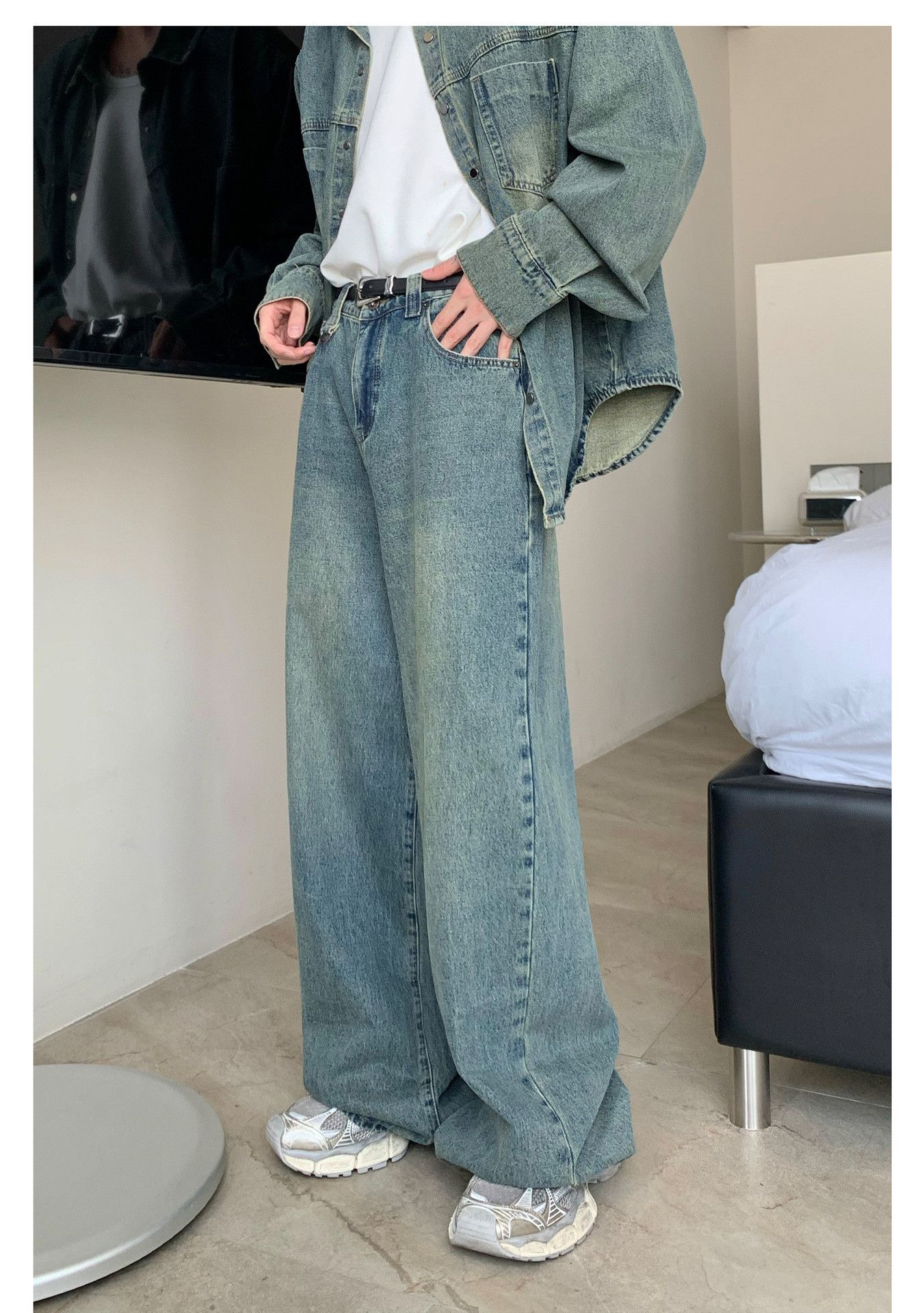 Japanese Brand × Jean Retro distressed washed American wide-leg loose casual jeans Size US 32 / EU 48 - 5 Thumbnail