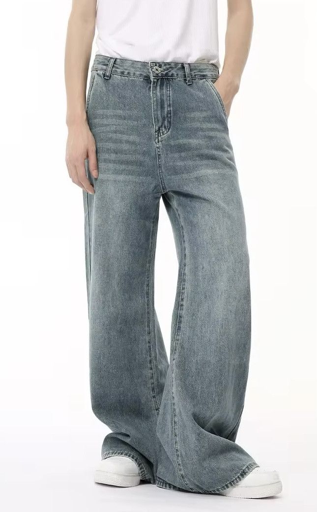 Jean × Vintage Draping Straight Wide Leg Washed Blue Jeans Men Size US 28 / EU 44 - 1 Thumbnail