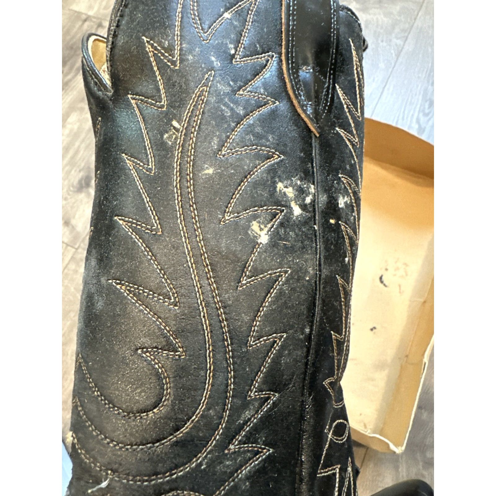 Vintage VINTAGE Laredo Western Cowboy Heel Boots Men’s 8.5 Black Leather Cowboy Boots Mens 8.5 Black Western Style Size US 8.5 / EU 41-42 - 3 Thumbnail