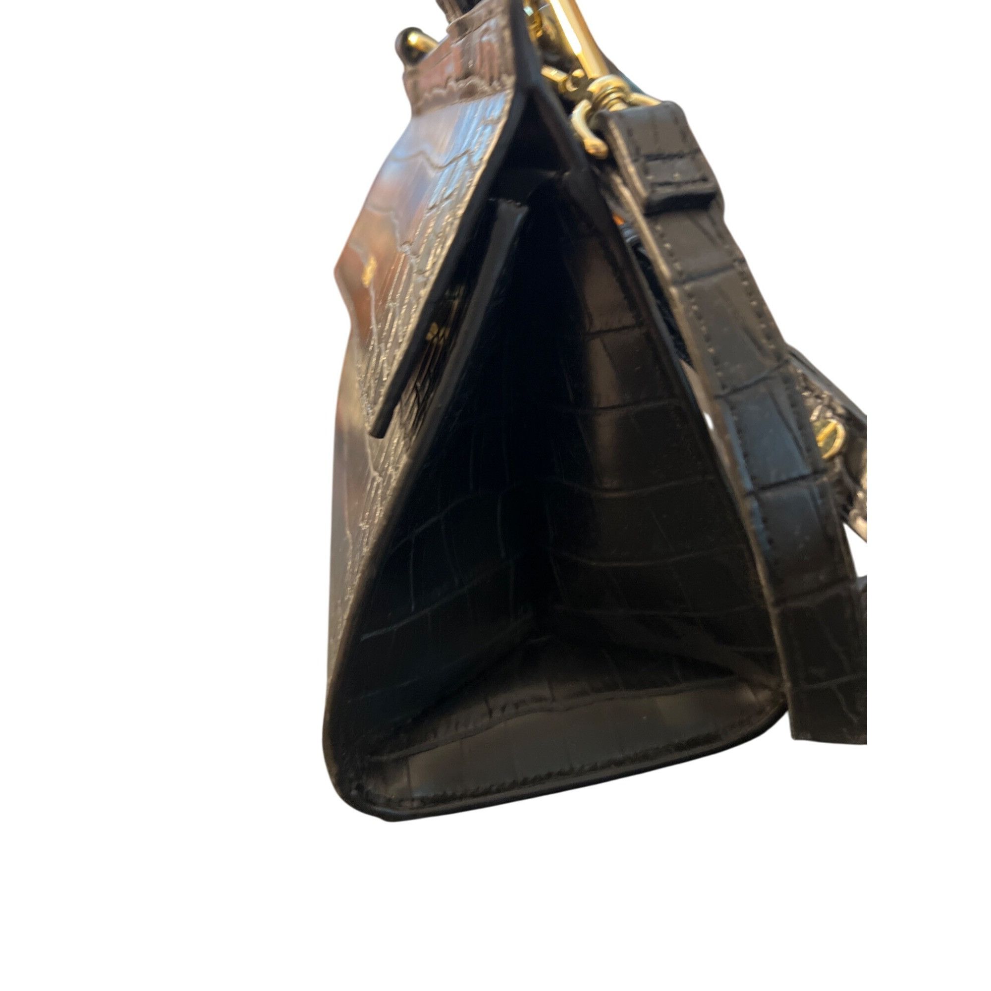 Other Modern Picnic Black Vegan Leather Lunch Bag Box Croc Embosse Size ONE SIZE - 7 Thumbnail