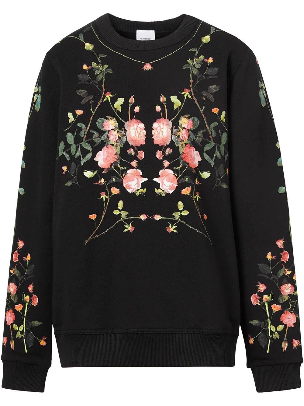 Image of Burberry Fairhall Flowers Sweatshirt Black Size Xs Crew, Women's