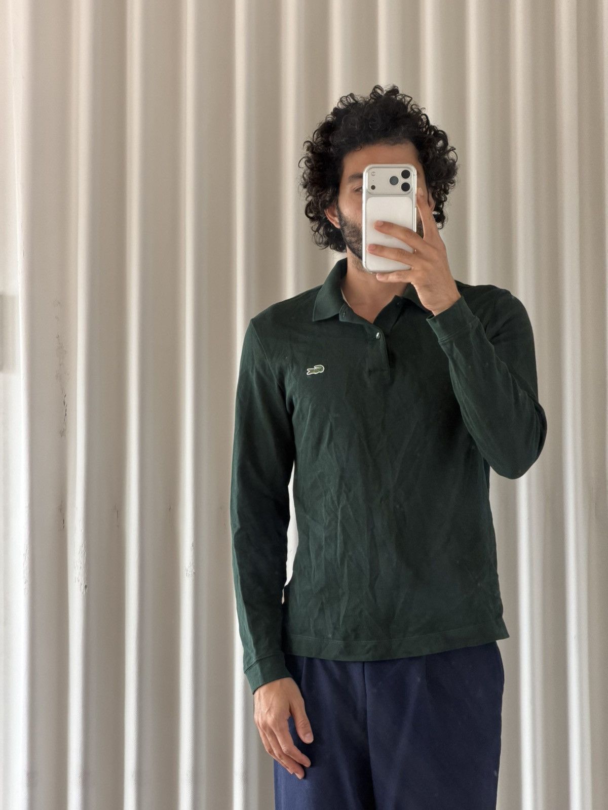 Lacoste Lacoste Dark Green Long Sleeve Polo (Slim Fit) Size US M / EU 48-50 / 2 - 4 Thumbnail