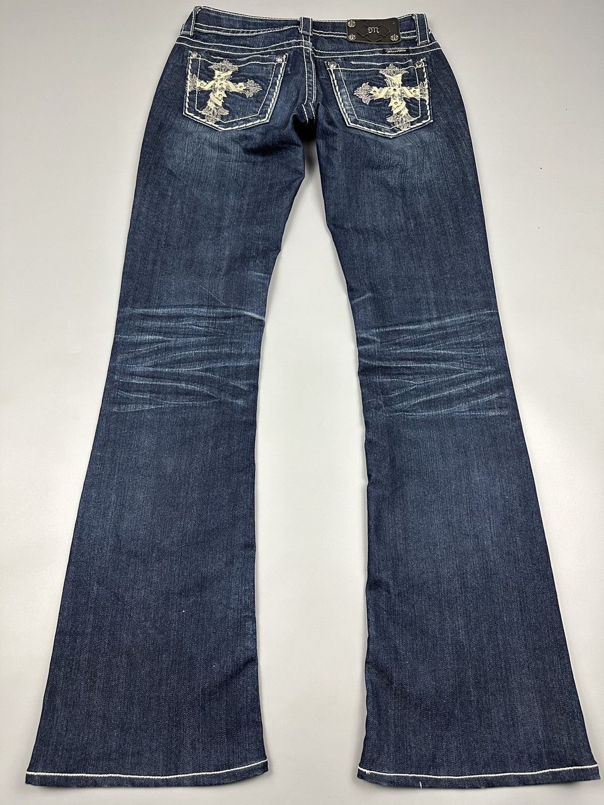 If Six Was Nine × Le Grande Bleu (L.G.B.) 🔥Flared🔥Miss Me Inspired by Chrome Hearts Design Denim Size US 29 - 3 Thumbnail