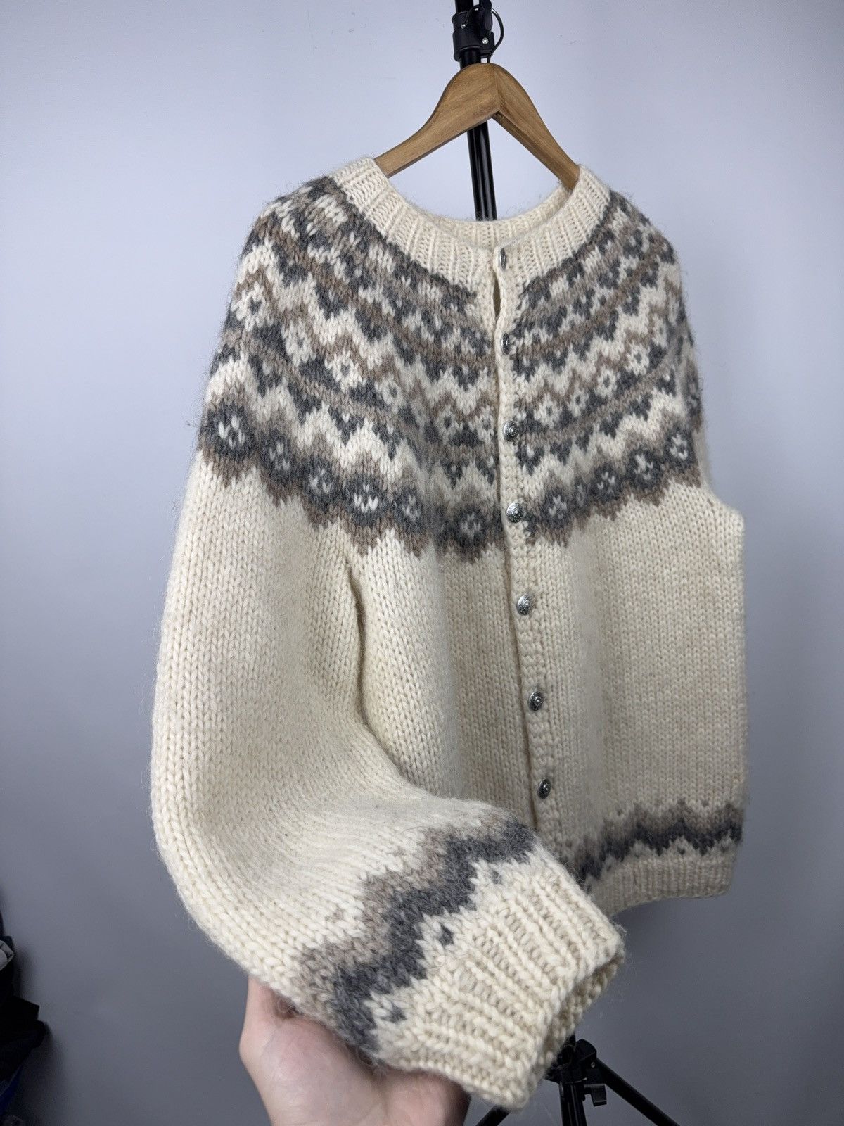 Japanese Brand Retro Vintage 90s Hilda Ltd Nordic Fair Isle Wool Cardigan Size US L / EU 52-54 / 3 - 7 Thumbnail