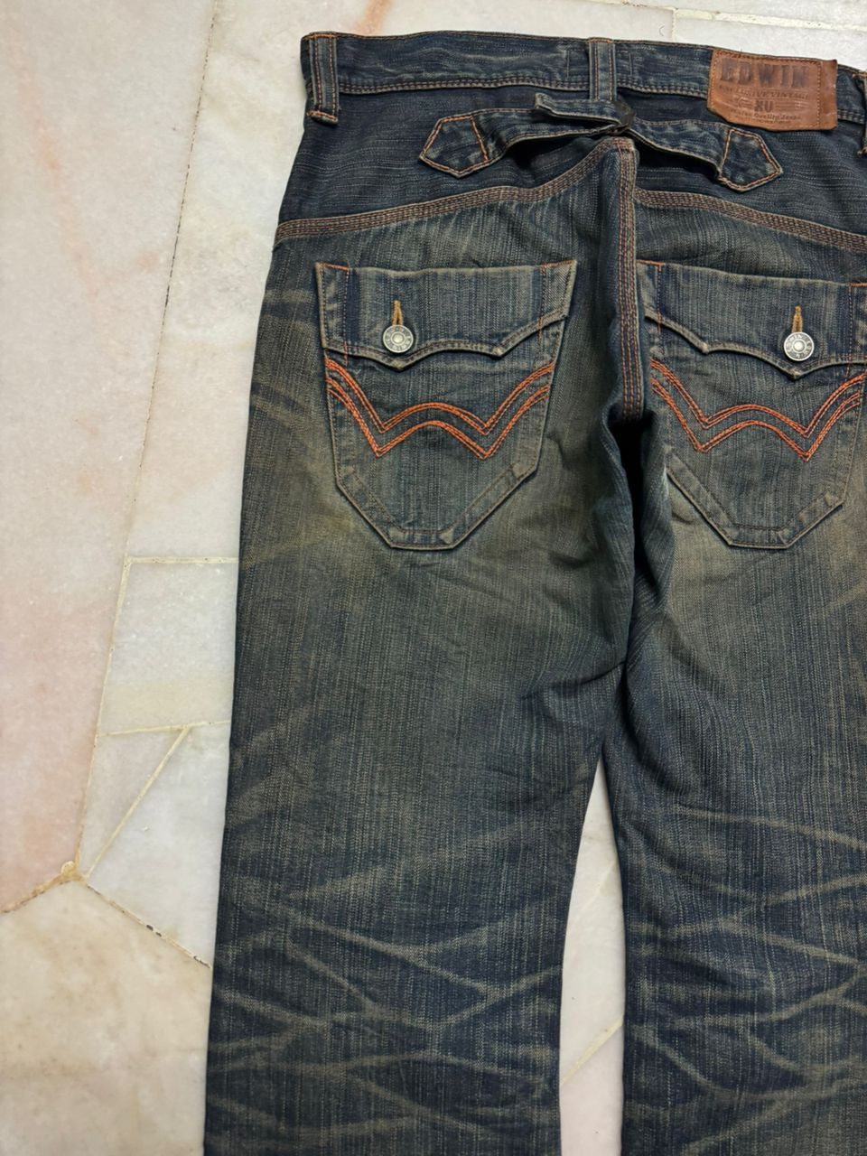 Edwin 💥Flare💥Vintage Edwin Buckle Back Sick Rusty Mudwash Distress Size US 31 - 16 Thumbnail