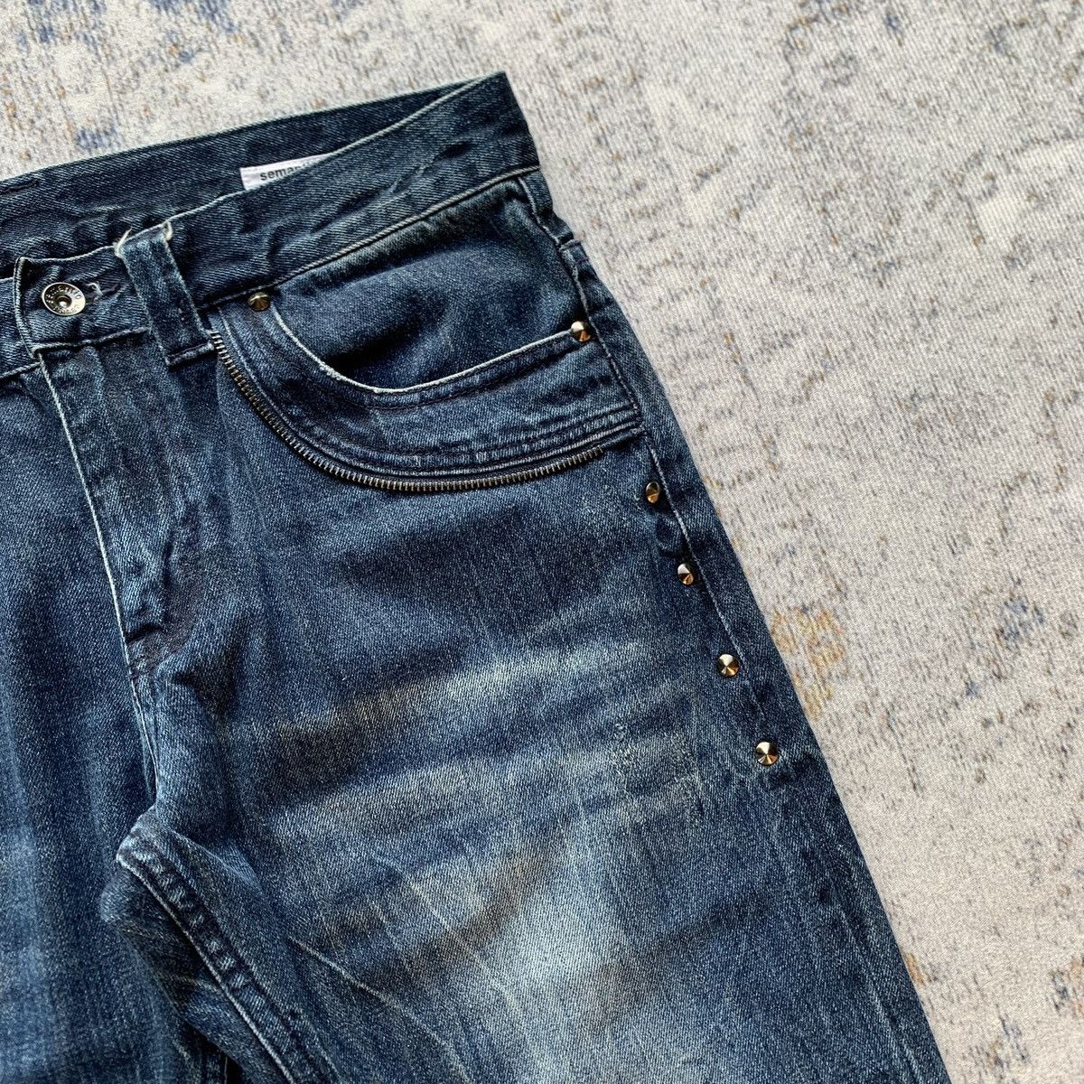 Japanese Brand Japanese Brand Semantic Studded Punk Blue Wash Flared Jeans Size US 34 / EU 50 - 5 Thumbnail