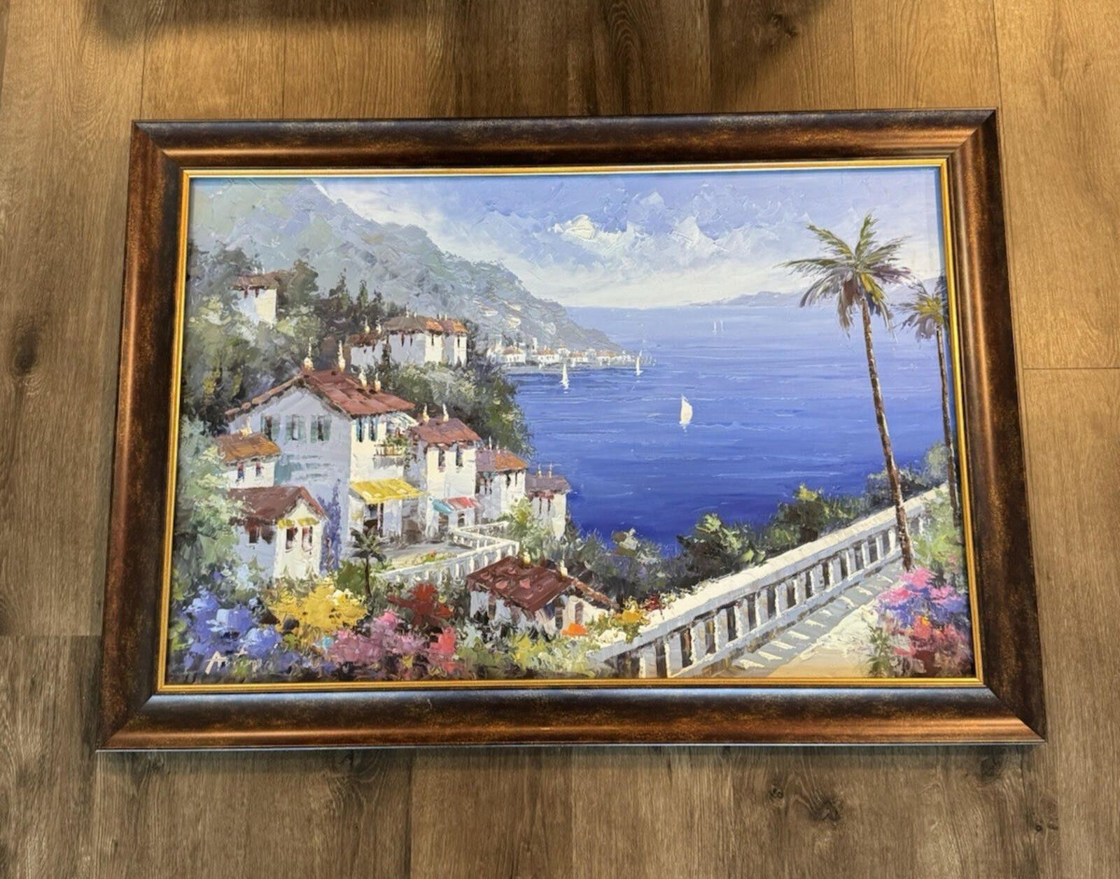 Other Original Signed Oil Painting Mediterranean Coastal Village S Size ONE SIZE - 1 Thumbnail