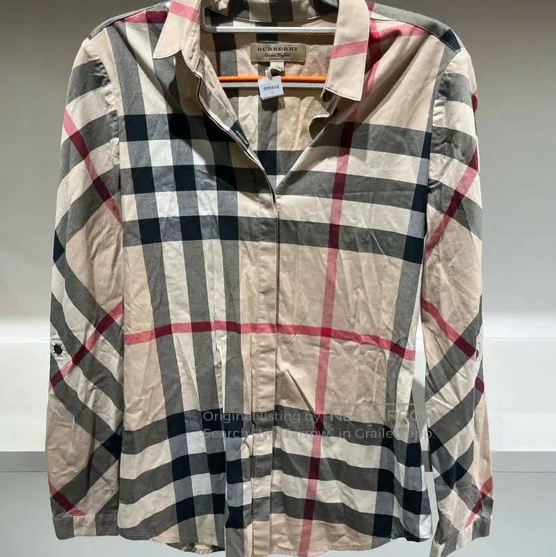 Burberry Burberry Long Sleeve Cotton Shirt in Beige. Size XS / US 0-2 / IT 36-38 - 1 Thumbnail