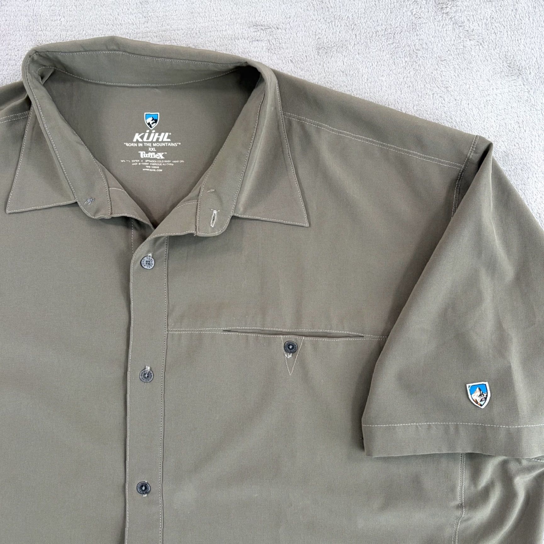 Vintage Kuhl Renegade Tufflex Performance Shirt Lunar Green Men 2XL Button-Up Short Sleeve Pockets Solid Green Outdoor Size US XXL / EU 58 / 5 - 3 Thumbnail