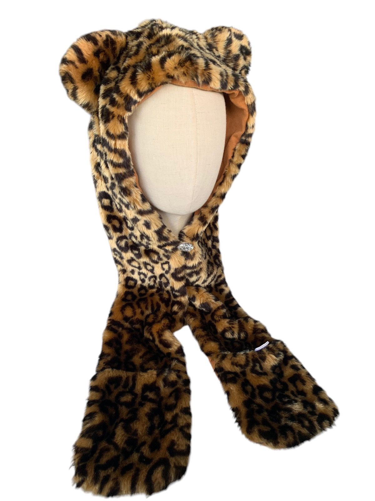 Japanese Brand Plush Leopard Horn Earflap Animals Rayalice Beanie Hats🐆 Size ONE SIZE - 3 Thumbnail