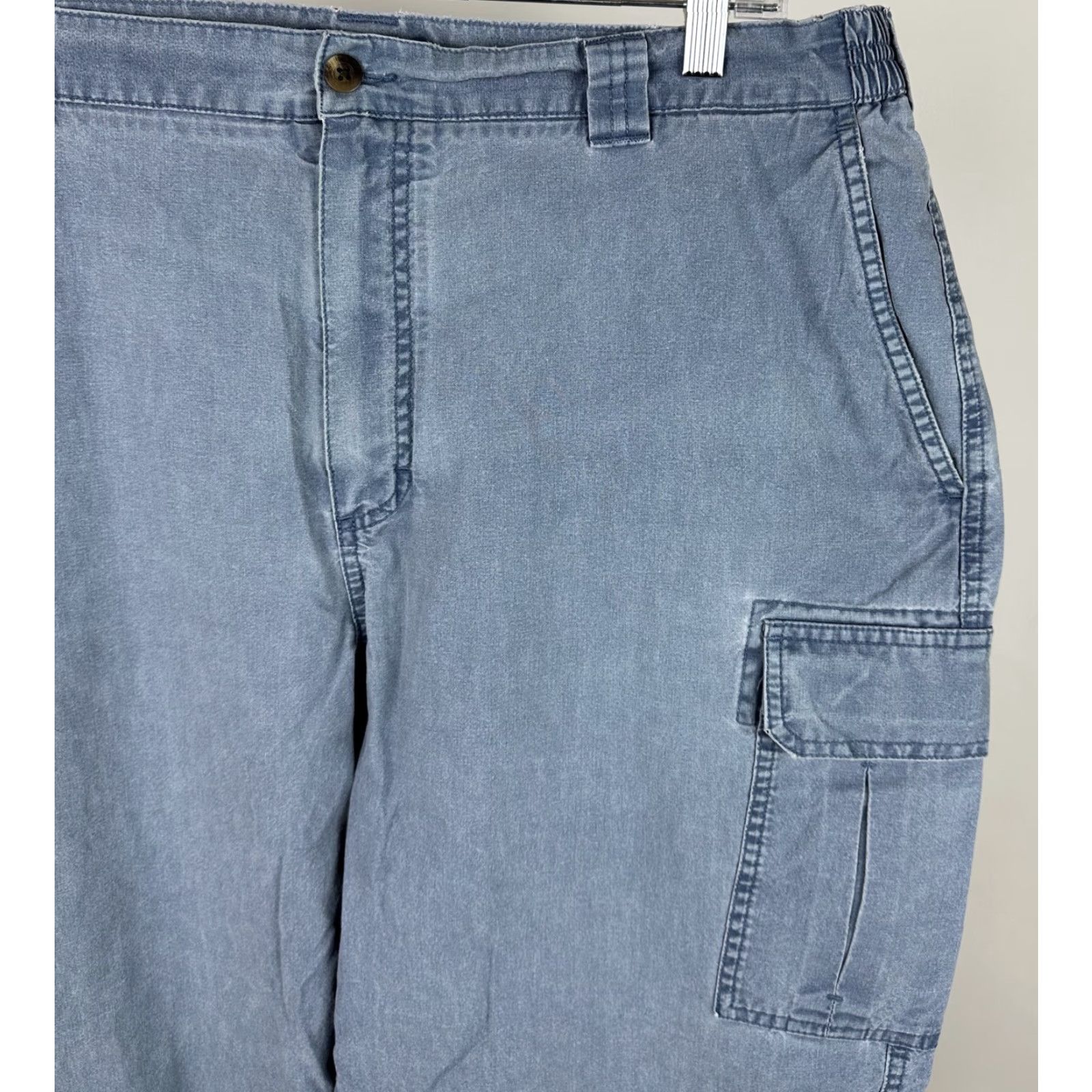 Vintage VINTAGE LL Bean Pants Cargo 39x28 Navy Blue Cotton Flat Front Elastic Waist Mens 80s 90s Grunge Preppy Retro Nautical Size US 39 - 3 Thumbnail
