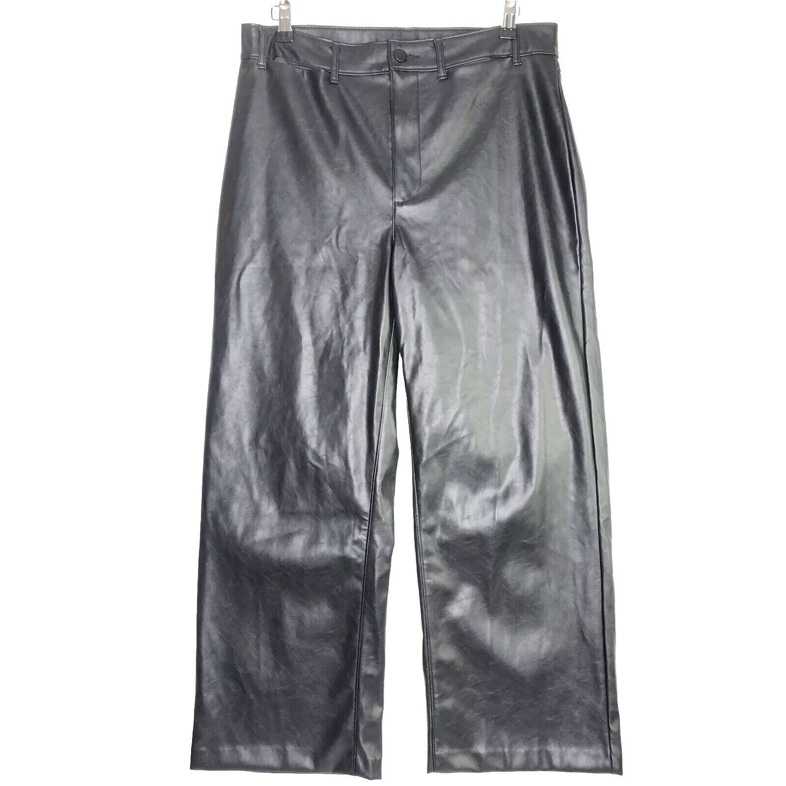 Old Navy Old Navy Black High Rise Wide Leg Faux Leather Pants Size 10 Size 32" / US 10 / IT 46 - 1 Thumbnail