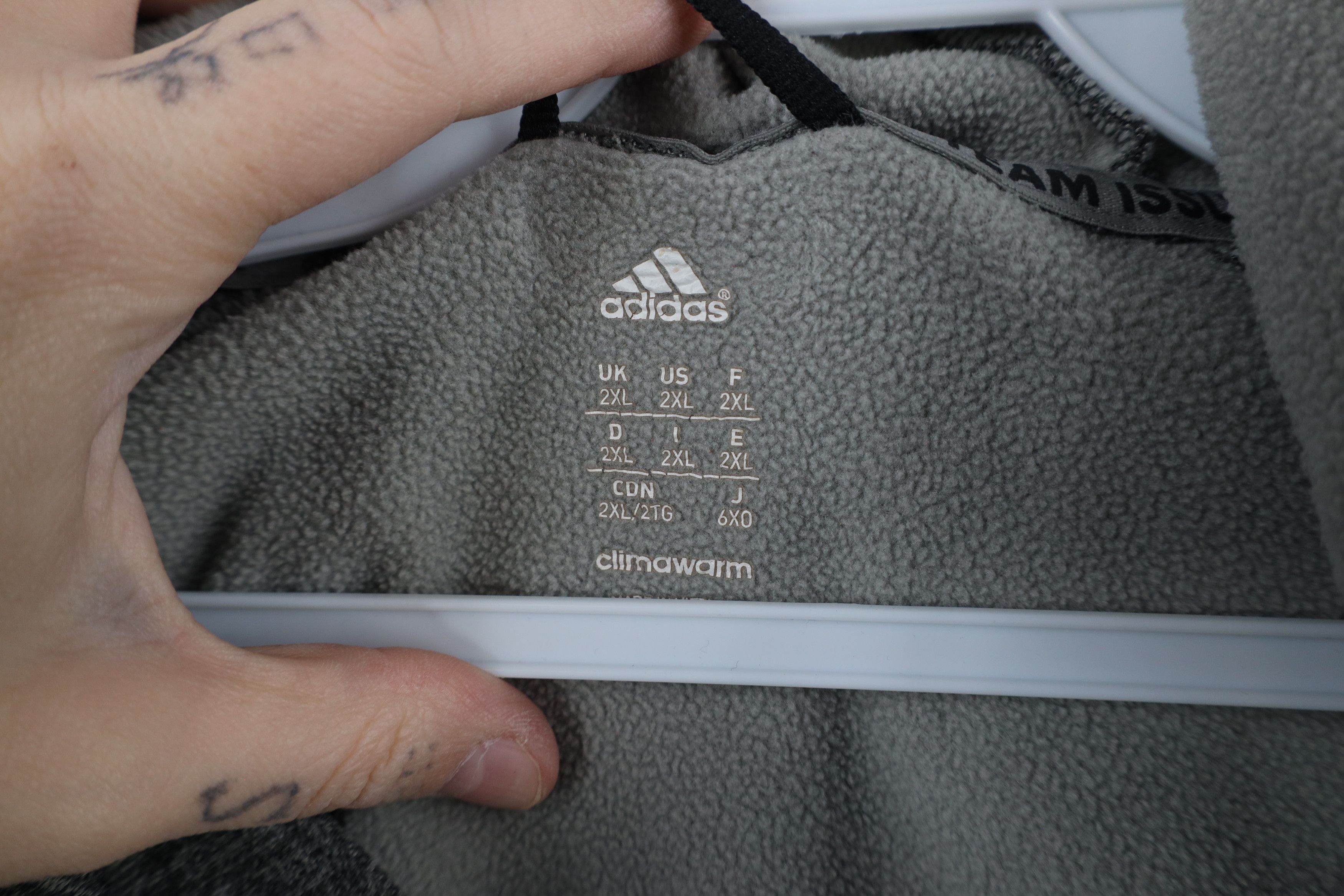 Adidas × Vintage Y2K Adidas Spell Out Fleece Lined Hoodie Sweatshirt Gray Size US XXL / EU 58 / 5 - 6 Thumbnail