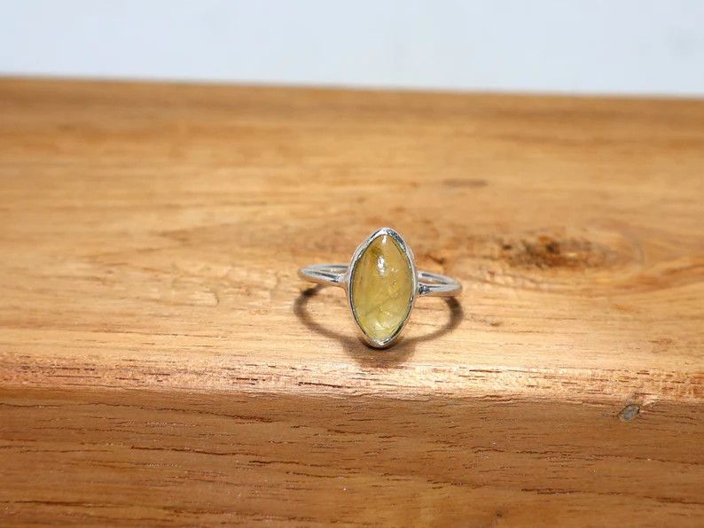 Handmade Handmade Marquise Lemon Quartz Ring: 925 Silver Ring Size ONE SIZE - 2 Thumbnail