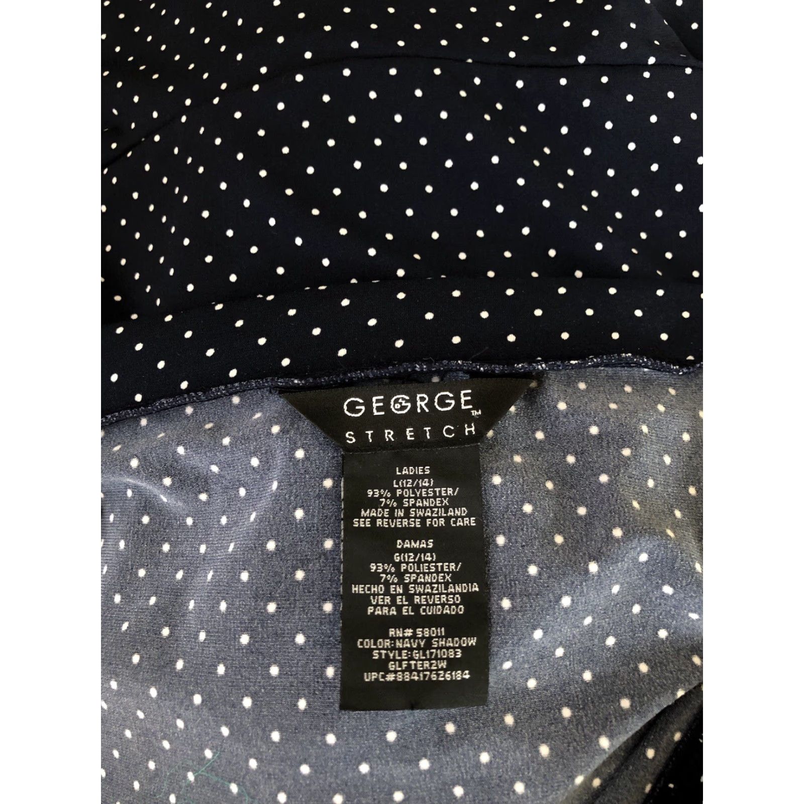 George VINTAGE? George Fit & Flare Skirt L Blue Polka Dot Knee Length 34"W Pin Up Cyber Office Size 36" / US 14 / IT 50 - 3 Thumbnail