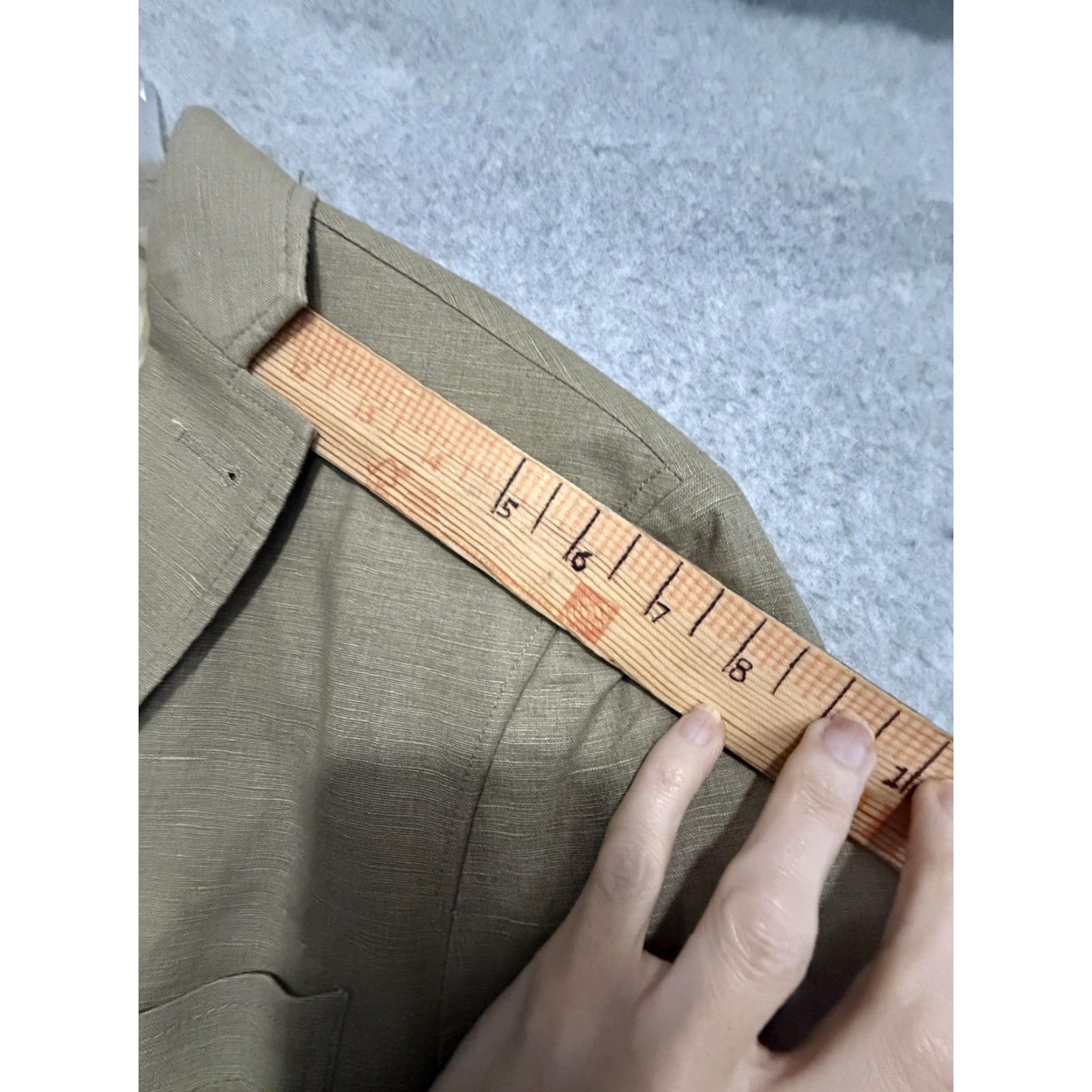 Vintage Blue Blazer Sport Coat Mens L Beige Linen Cotton Stretch Jacket Casual Summer Size 42R - 3 Thumbnail