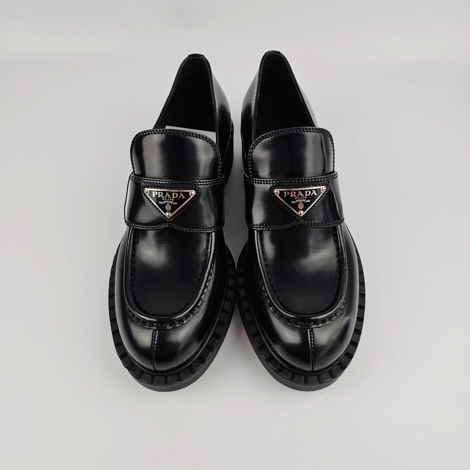 Prada PRADA Chocolate Black Leather Loafers New & Authentic Size US 11 / IT 41 - 6 Thumbnail