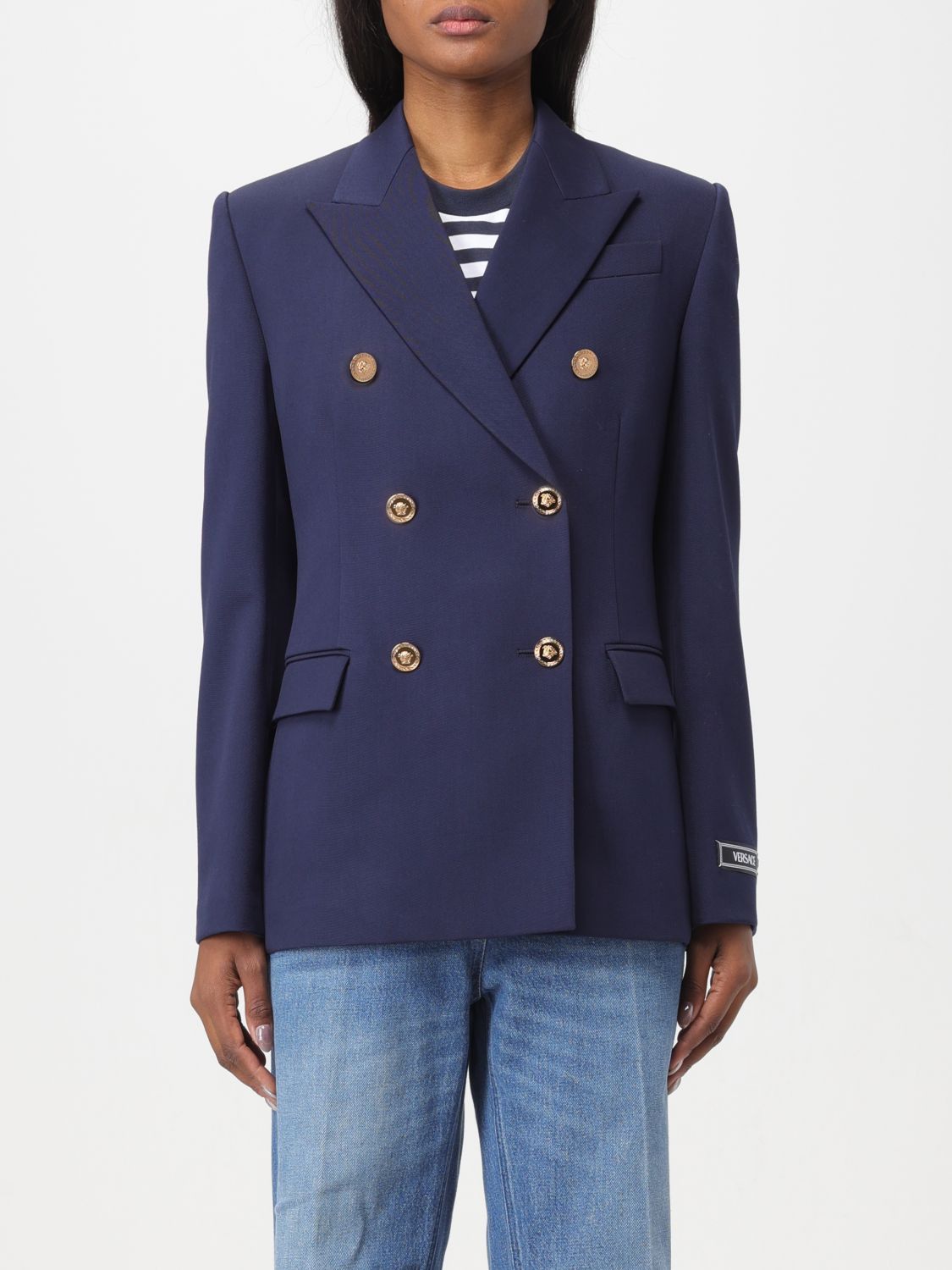 image of Versace Blazer Woman Navy, Women's (Size Small)