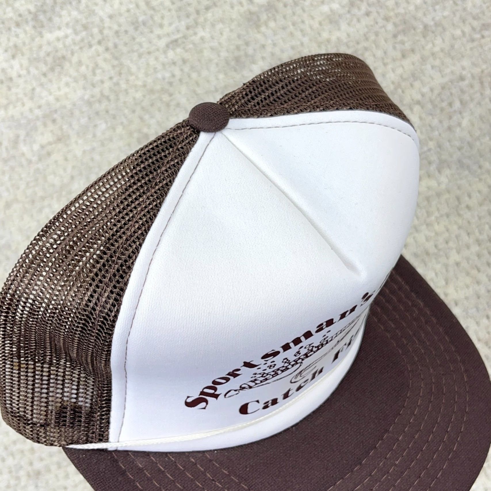 Vintage VINTAGE Fishing Trucker Hat Cap SnapBack 90s Y2K Brown White Lures Sportsman Hat Size ONE SIZE - 4 Thumbnail
