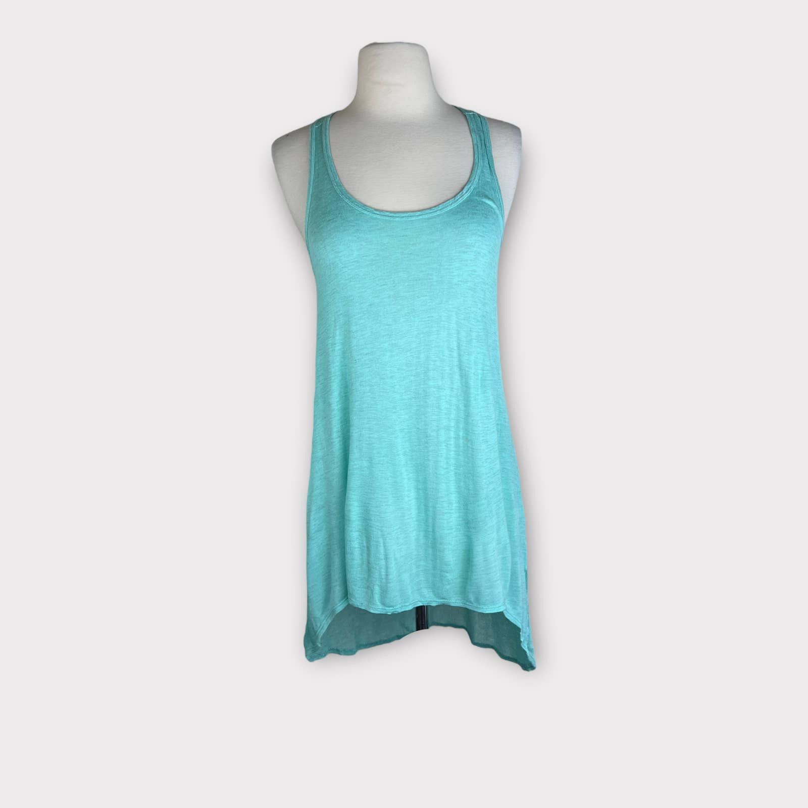 Nordstrom Soprano, Aqua Hi-low Jersey Front Knit Back Tank Top