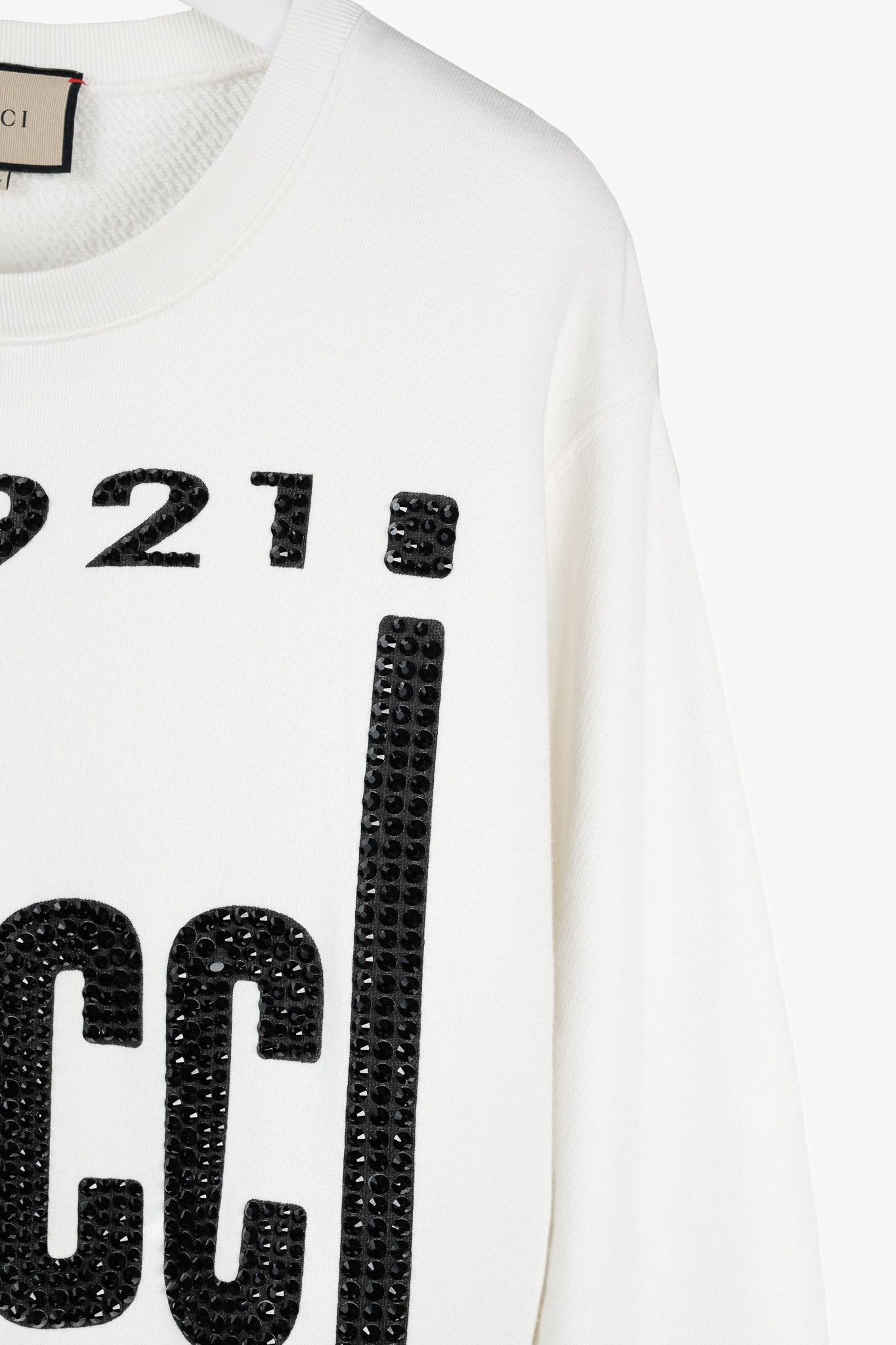 Gucci Gucci 1921 White Cotton French-Terry Crystal-Logo Sweatshirt Size XS / US 0-2 / IT 36-38 - 5 Thumbnail