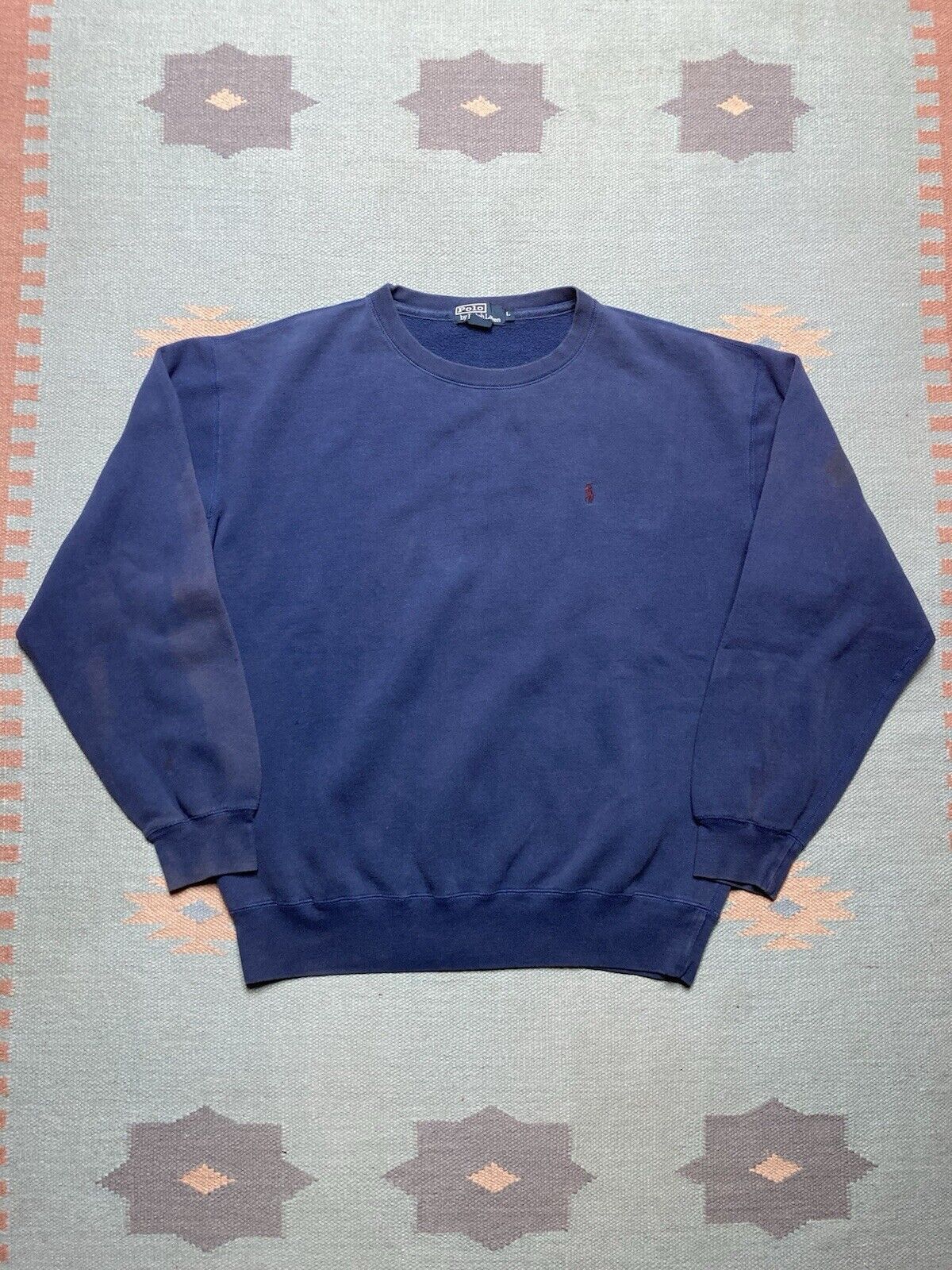 Polo Ralph Lauren × Vintage VTG crewneck sweatshirt polo Ralph Lauren faded blue blank L Size US L / EU 52-54 / 3 - 1 Thumbnail