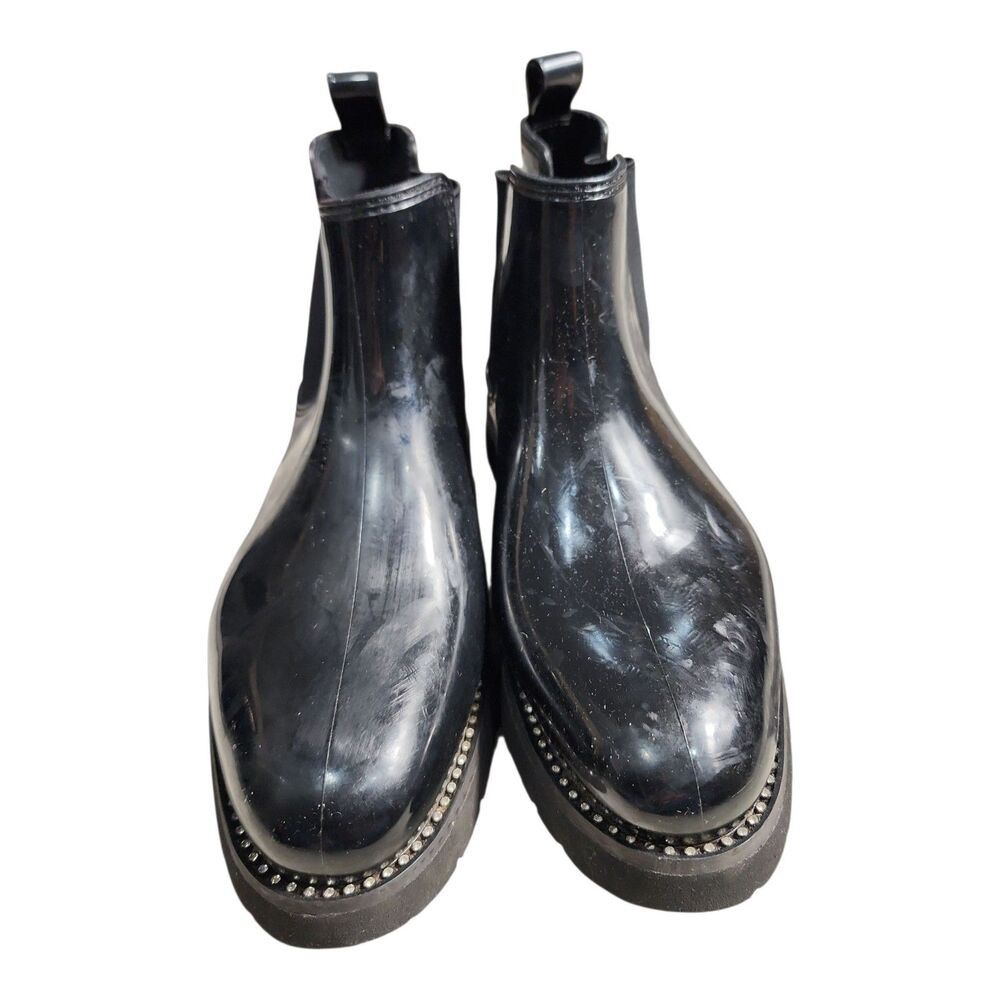 Naturalizer Naturalizer Women's Luna Chelsea Rain Boots‎ 8 Black Glossy Size US 8 / IT 38 - 2 Thumbnail