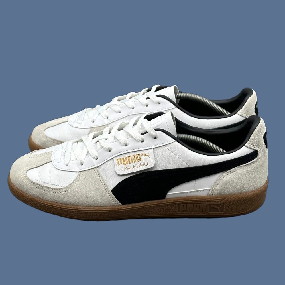 Puma VINTAGE Puma Palermo Mens Size 13 White Leather Soccer Futbol Gum Sole Casual 396464-01 Size ONE SIZE - 1 Thumbnail