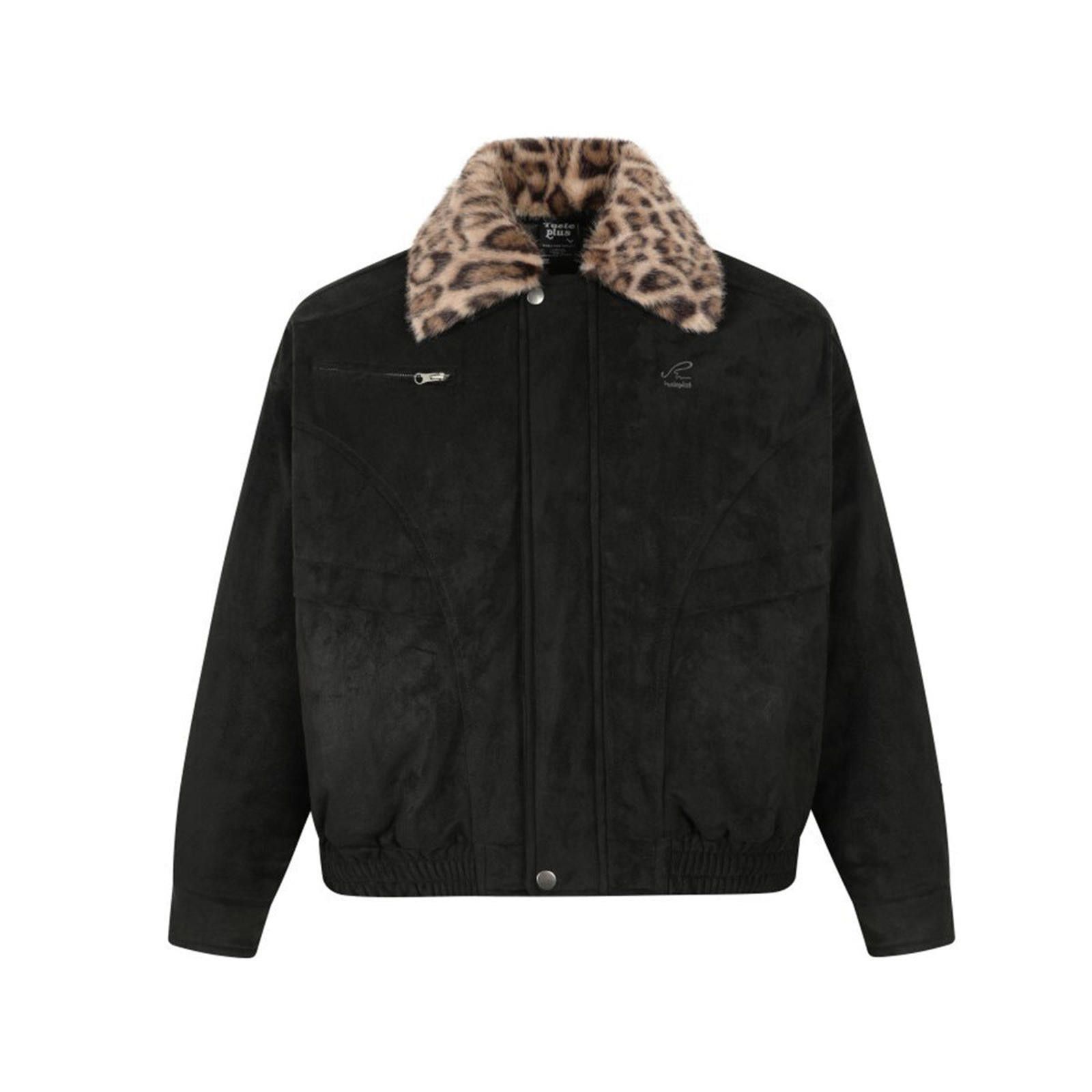 Vintage Brown Bomber Jacket with Leopard Faux Fur Collar Size US L / EU 52-54 / 3 - 5 Thumbnail