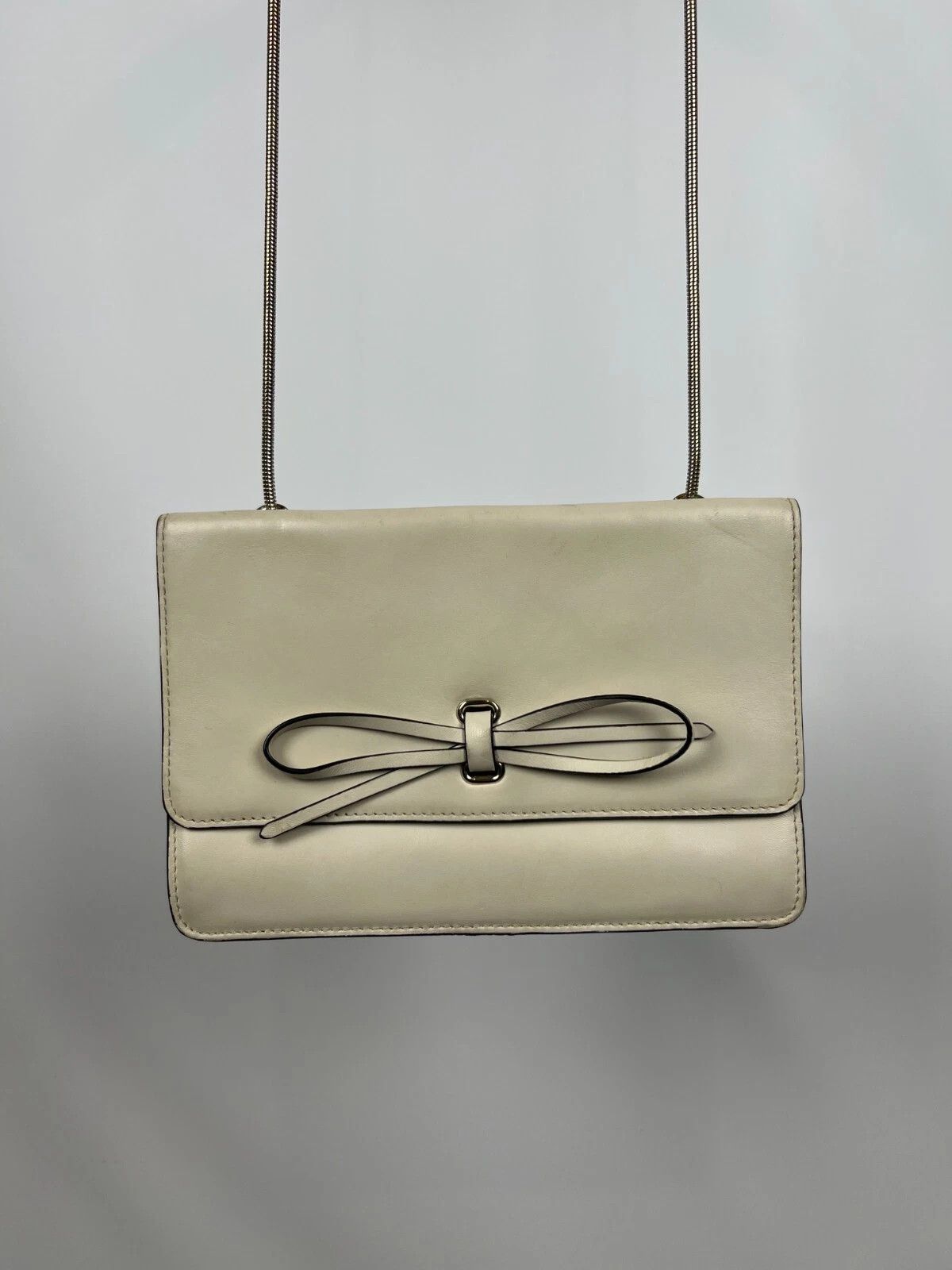 Reiss Reiss Shoulder Bag Clutch Ivory Real Leather Metal Сhain Size ONE SIZE - 1 Thumbnail