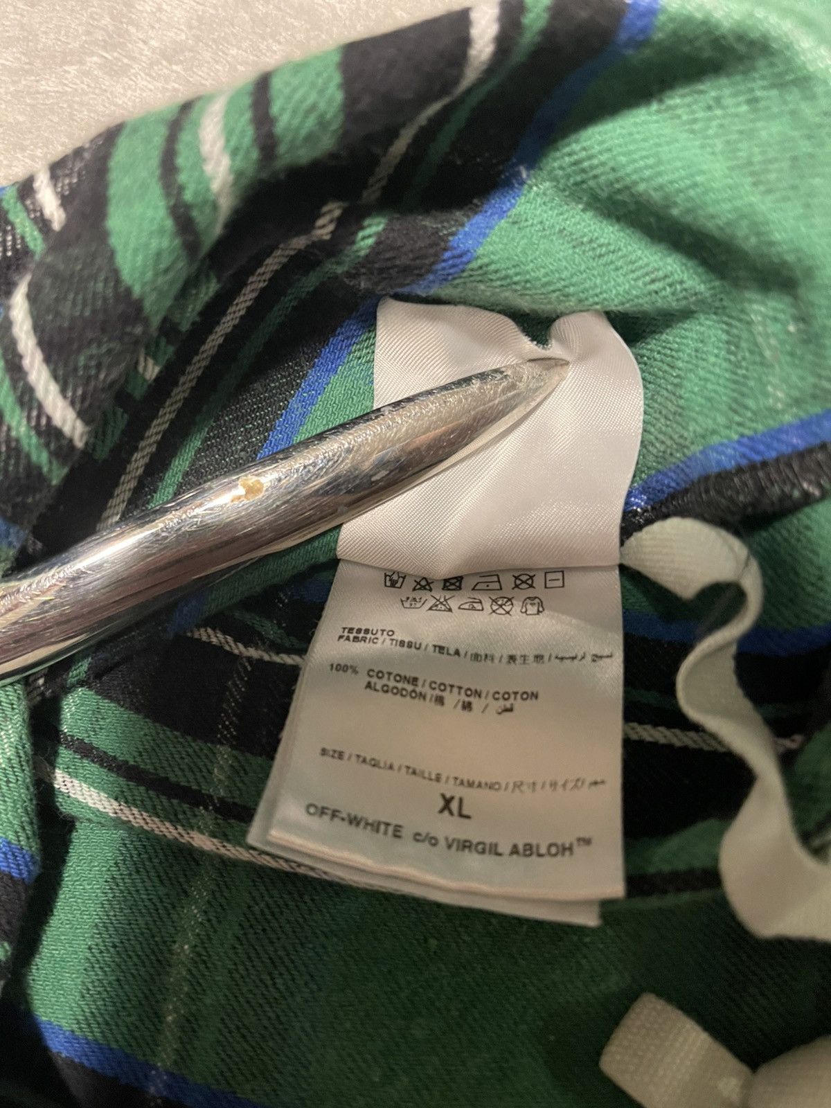 Off-White × Virgil Abloh OFF-WHITE C/O VIRGIL ABLOH GREEN PLAID SPRAY FLANNEL SIZE XL Size US XL / EU 56 / 4 - 17 Thumbnail