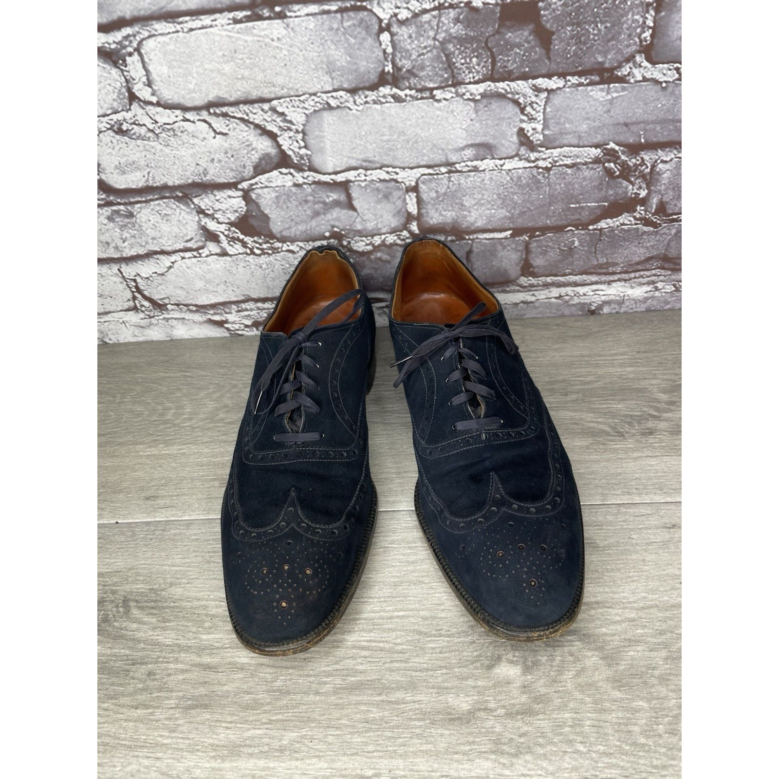 Saks Fifth Avenue Saks Fifth Ave Blue Suede Leather Wingtip Oxfords Lace Up Sh Size US 8 / EU 41 - 16 Thumbnail