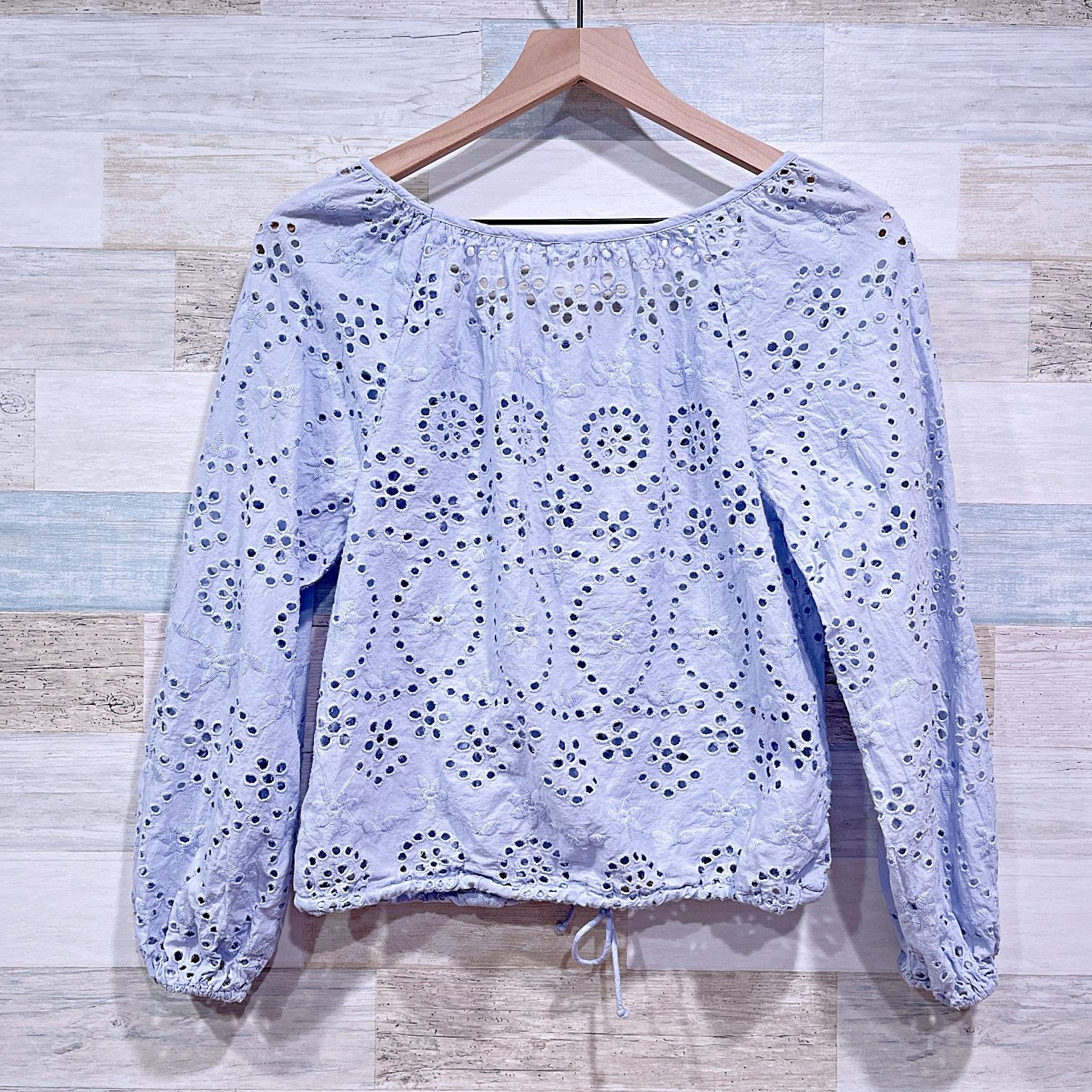 Other JOIE Ruffle Embroidered Drawstring Hem Blouse Blue Womens XS Size XS / US 0-2 / IT 36-38 - 5 Thumbnail
