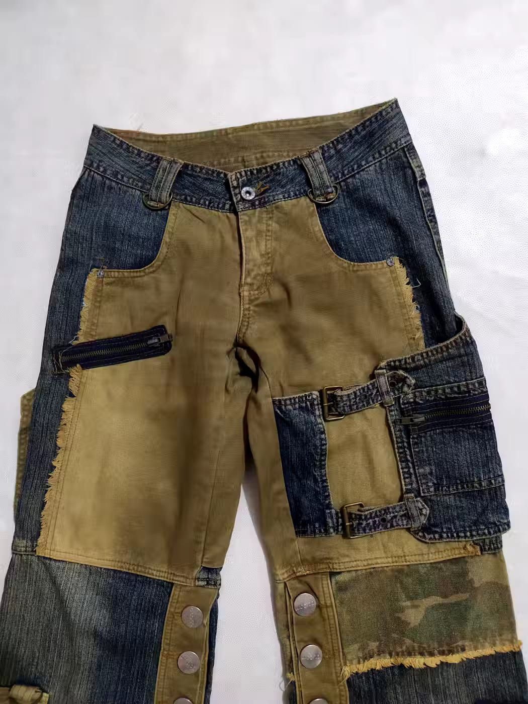 Japanese Brand ACOCO Japan Heavy Cargo Multipocket Bondage Patchwork Pants Size US 28 / EU 44 - 2 Thumbnail