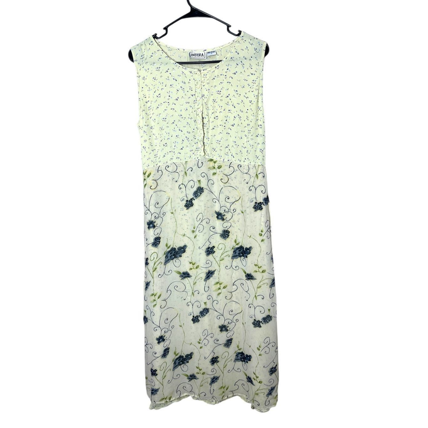 Other Vintage Indira 90s Y2K Yellow Floral Print Dress Size Large Size L / US 10 / IT 46 - 1 Thumbnail