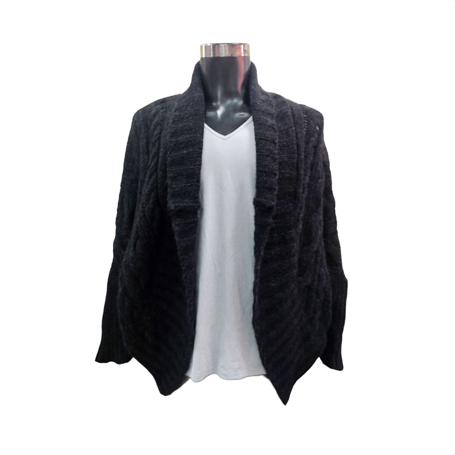 Tsumori Chisato Slouch Alpaca Cable-Knit Shawl Shoulder Open Cardigan Size US L / EU 52-54 / 3 - 13 Thumbnail