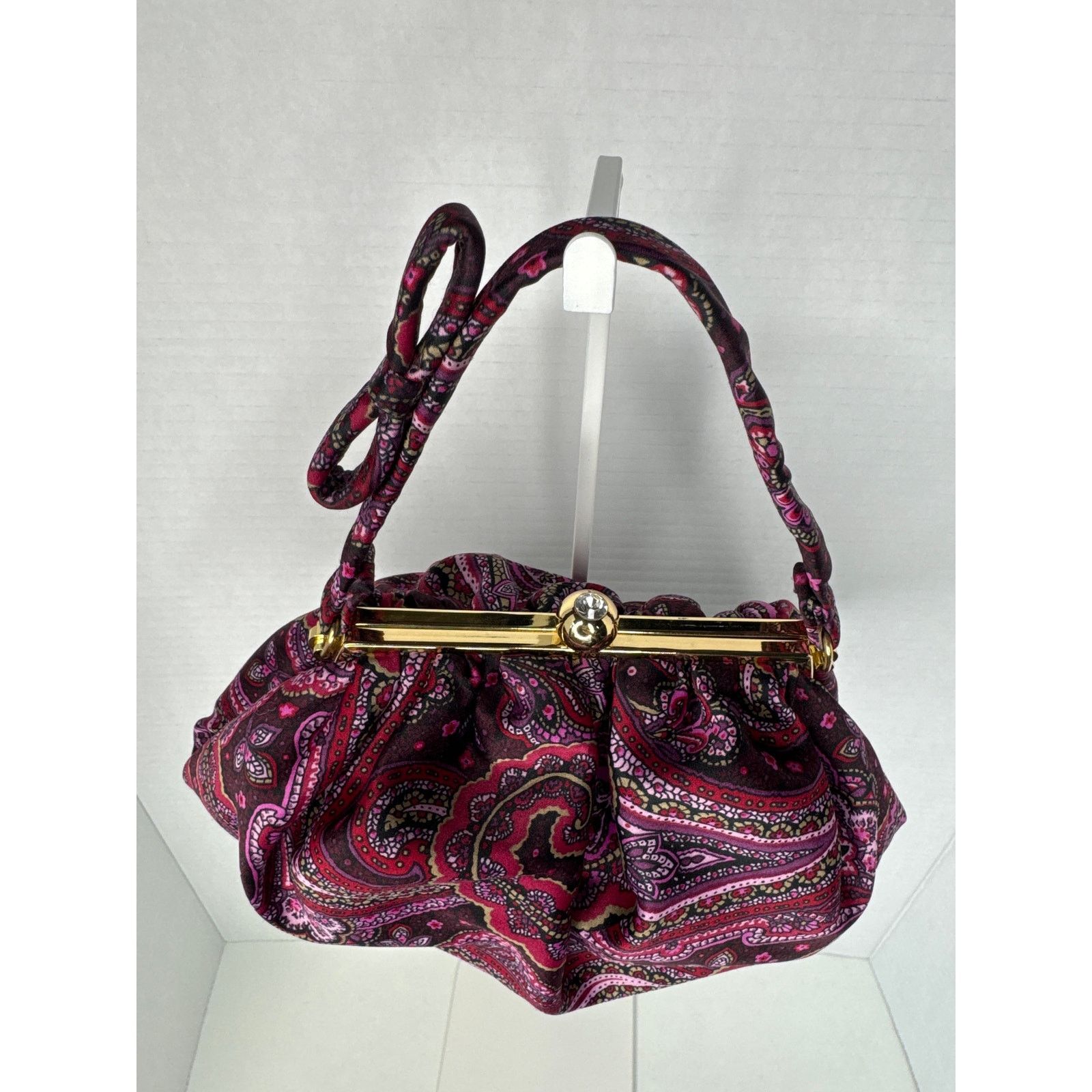 Ann Taylor Retro Paisley Ann Taylor Loft Evening Bag Gemstone Bow Size ONE SIZE - 3 Thumbnail