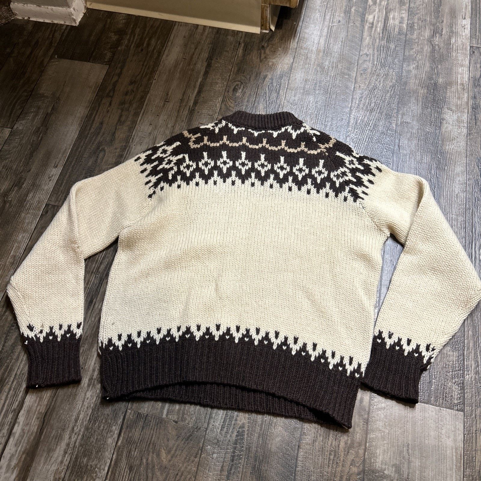 Pendleton VTG 70's Pendleton Earthen Cream Brown Wool Sweater Size US L / EU 52-54 / 3 - 3 Thumbnail