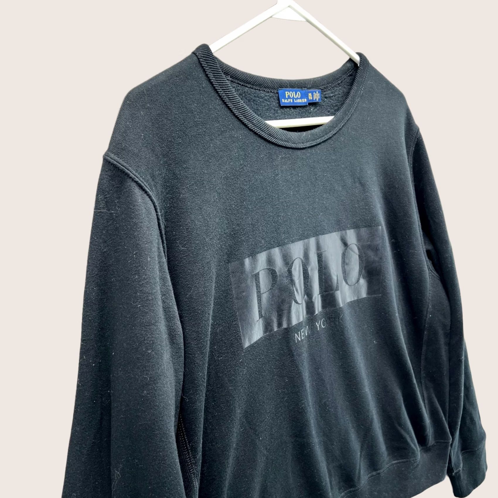 Ralph Lauren VINTAGE Ralph Lauren Sweater Women XL Black Crewneck Pullover Fleece All Seasons, Logo, Regular Fit Size XL / US 12-14 / IT 48-50 - 1 Thumbnail