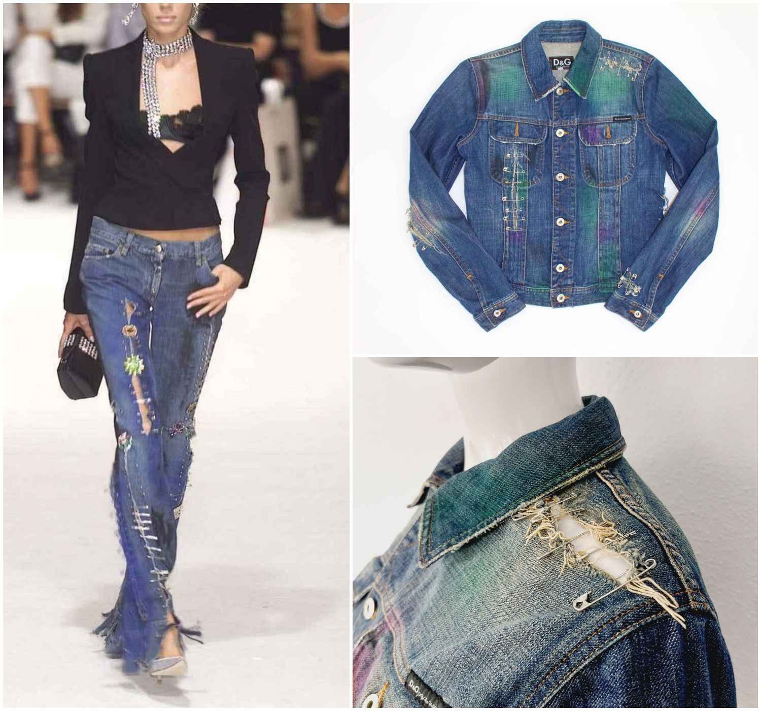 Dolce & Gabbana Dolce and Gabbana D&G SS2001 Spray Paint Safety Pin Jacket Size US XS / EU 42 / 0 - 1 Thumbnail