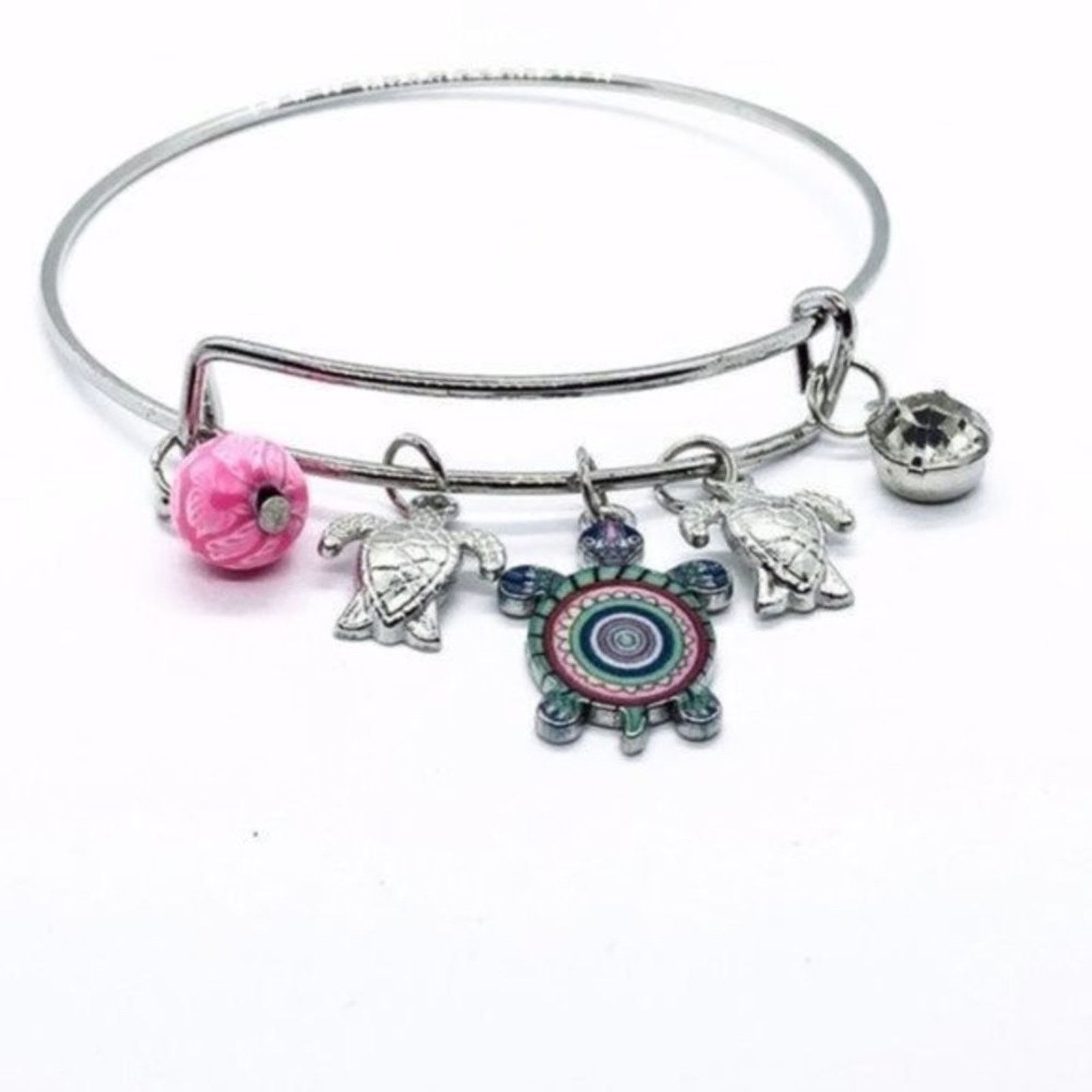 Other Beaded Sea Turtle Charm Colorful Bangle Bracelet Size ONE SIZE - 4 Thumbnail