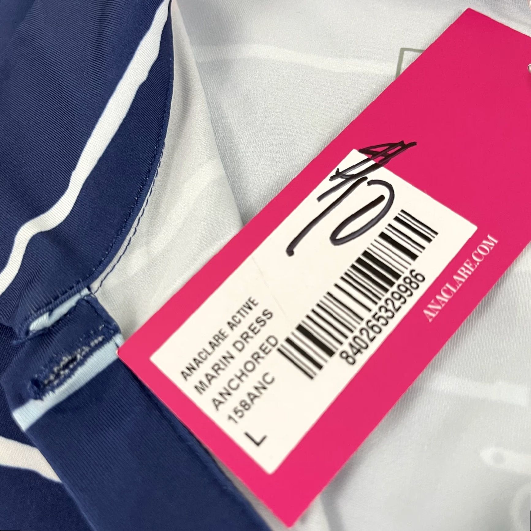 Nautica ANA CLARE Marin Dress Womens L Anchored Nautical Active Stretch Preppy NEW Size L / US 10 / IT 46 - 3 Thumbnail