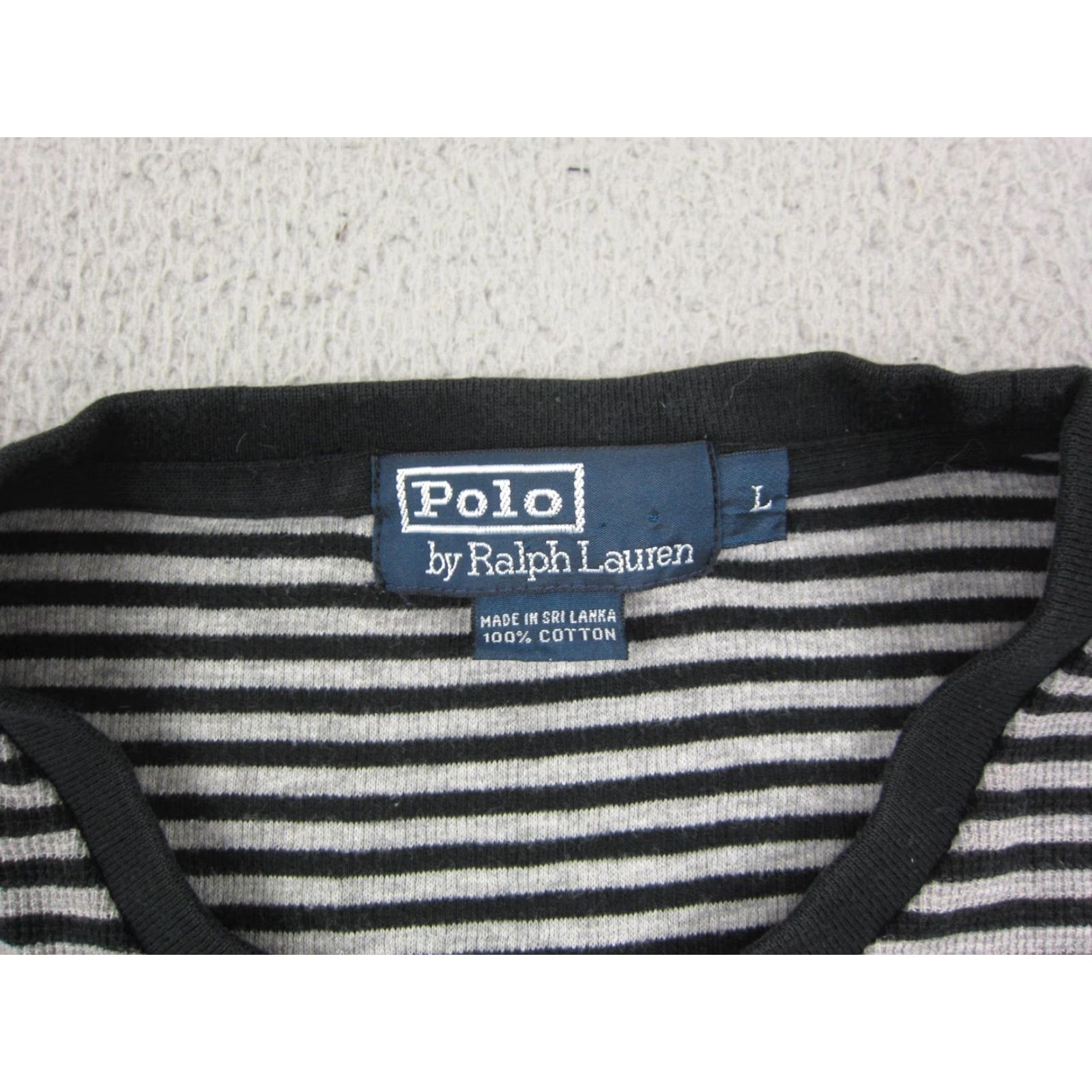 Polo Ralph Lauren Polo Ralph Lauren Shirt Mens L Black Striped Crew Neck Short Sleeve Vintage No (90s) Size US L / EU 52-54 / 3 - 4 Thumbnail