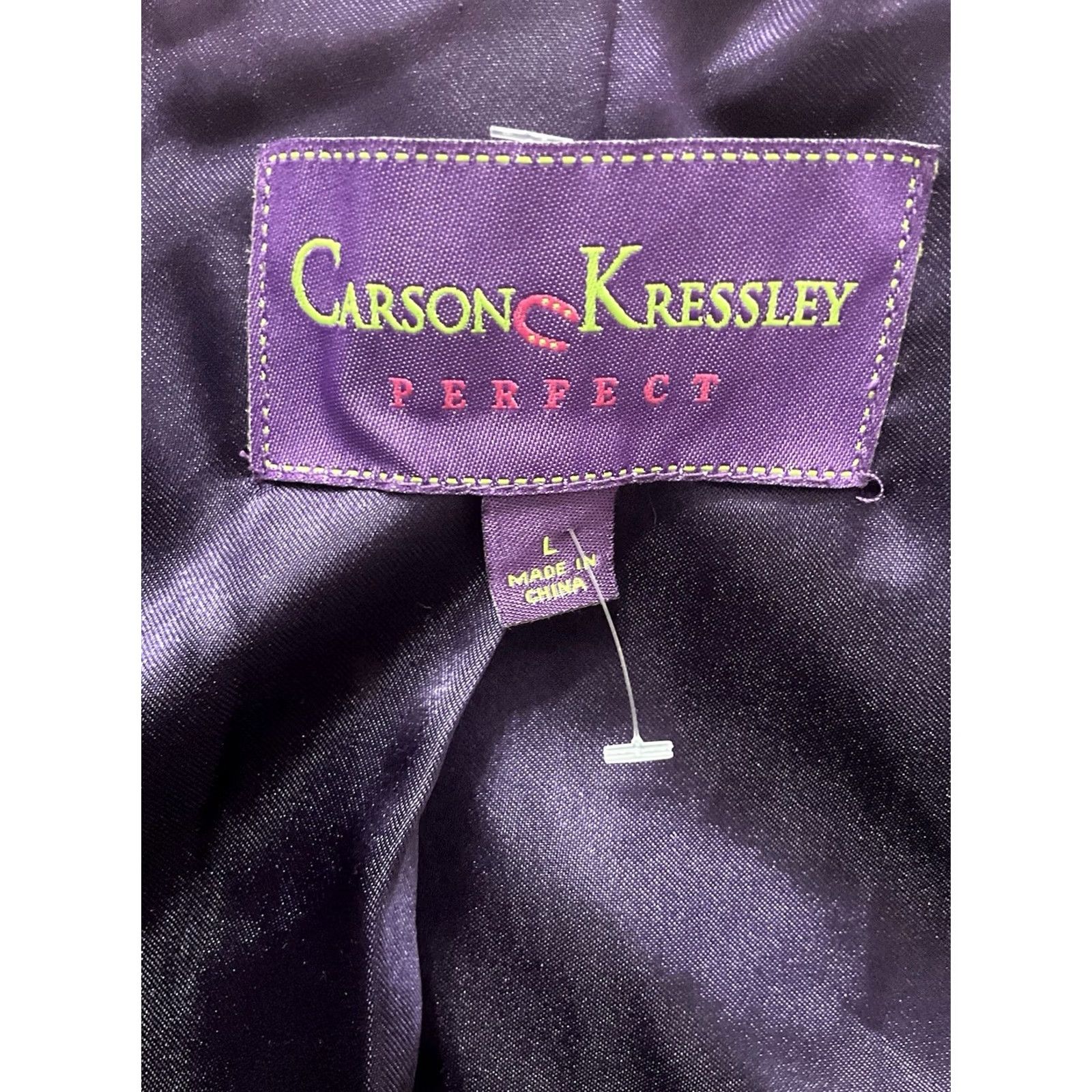 Velvet Carson Kressley Blazer Purple Velvet, Contrast Collar/Trim, L, Women, Blazer, Purple, Velvet, Basic Jacket, Long Sleeve, Solid, - Size L / US 10 / IT 46 - 5 Thumbnail