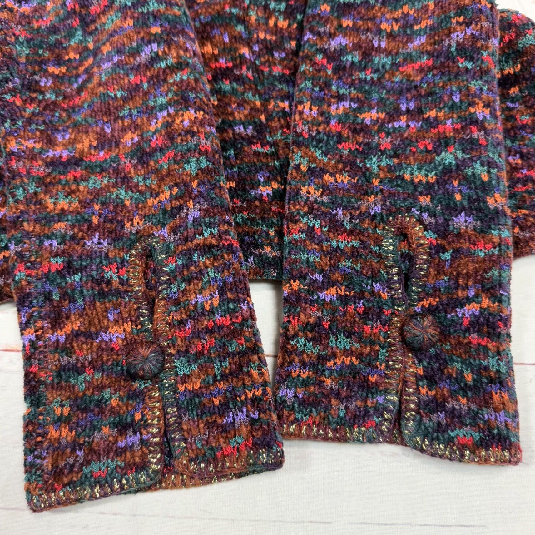 Vintage Brenda French for French Rags Cardigan Sweater Red and Purple Womens Sz 2 Long Sleeve Knit Lurex Rayon Zip Up Size XS / US 0-2 / IT 36-38 - 5 Thumbnail
