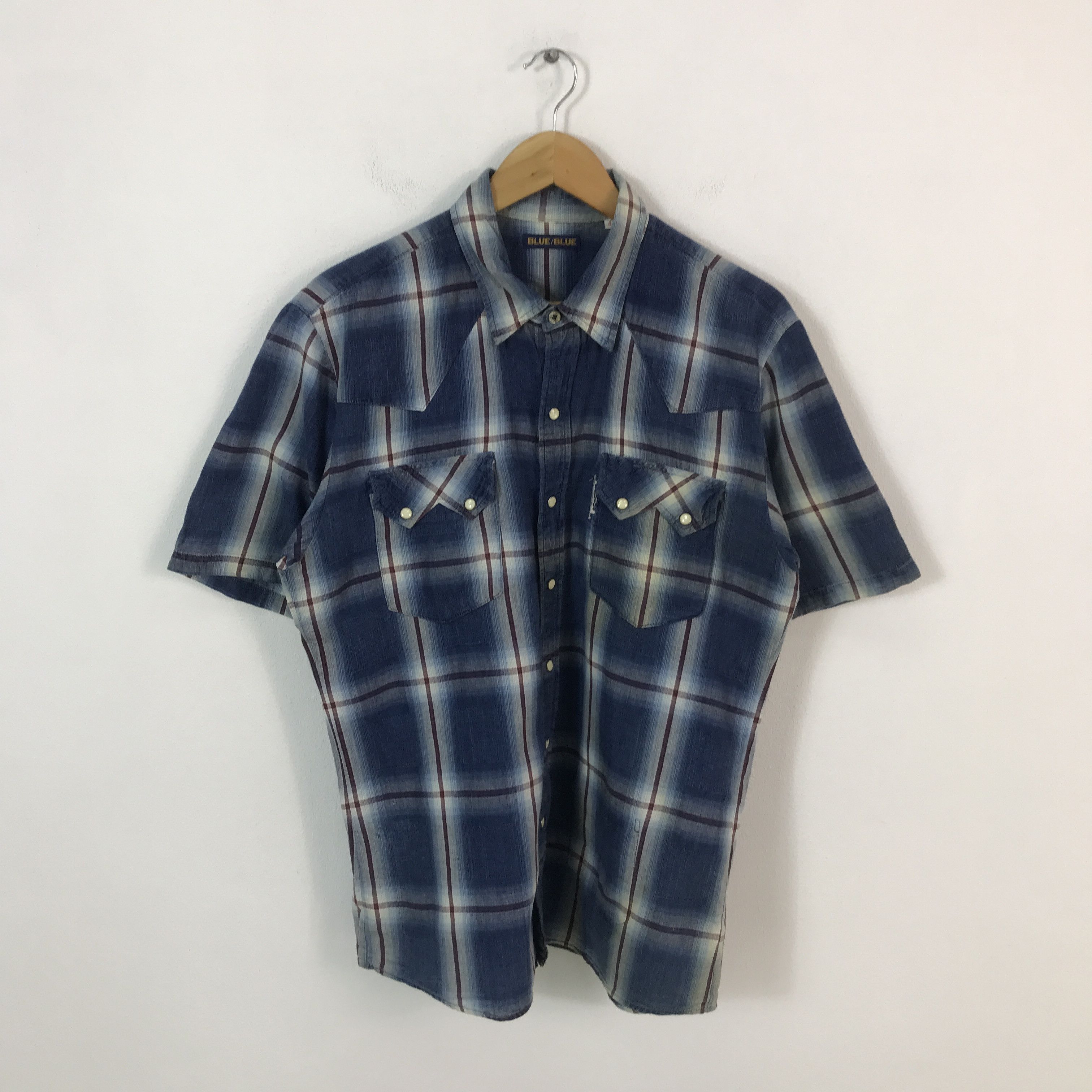 blue blue Japan Tartal Design Button up shirts