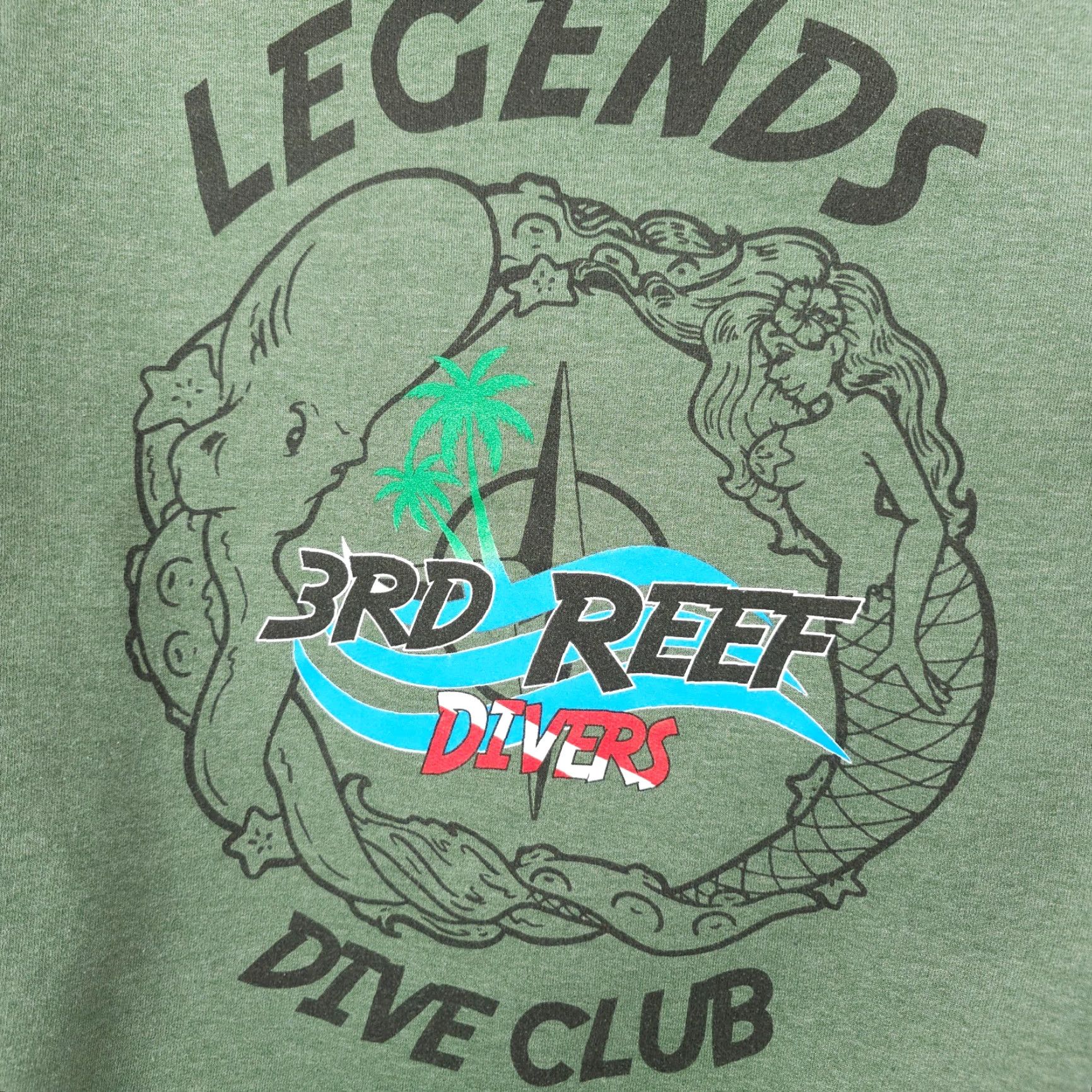 Gildan 3rd Reef Divers Sweatshirt Hoodie Mens Size Large Green Legends Dive Club Size US L / EU 52-54 / 3 - 5 Thumbnail