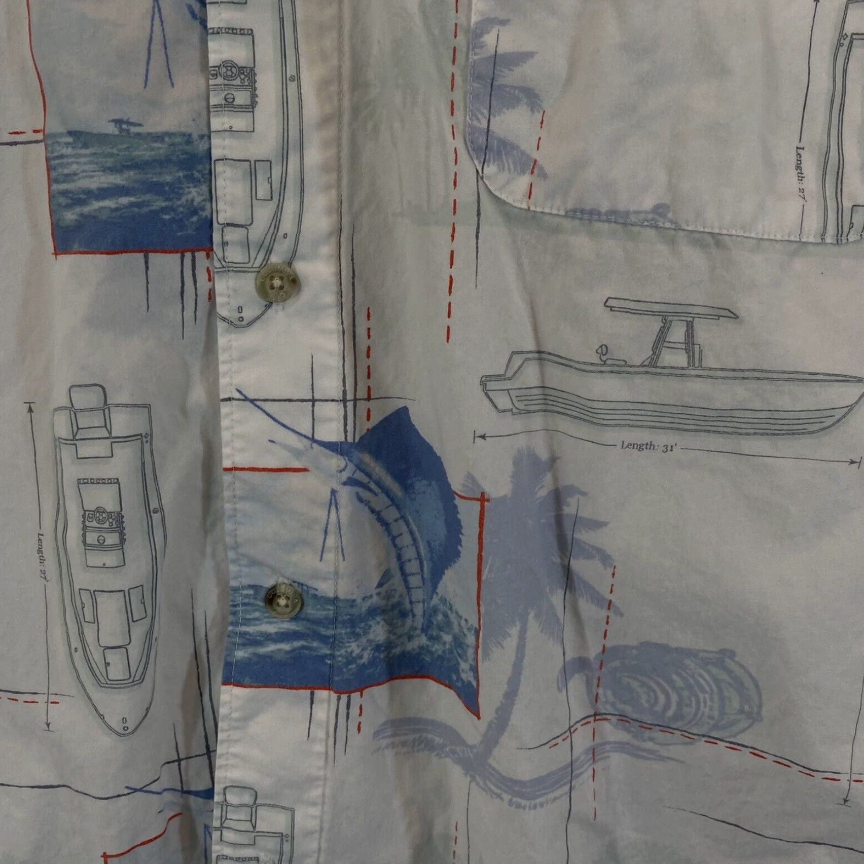 Vintage VINTAGE Columbia Shirt Men 2XL Short Sleeve Button-Up Cotton White Blue Fish Boat Sport Size US XXL / EU 58 / 5 - 2 Thumbnail