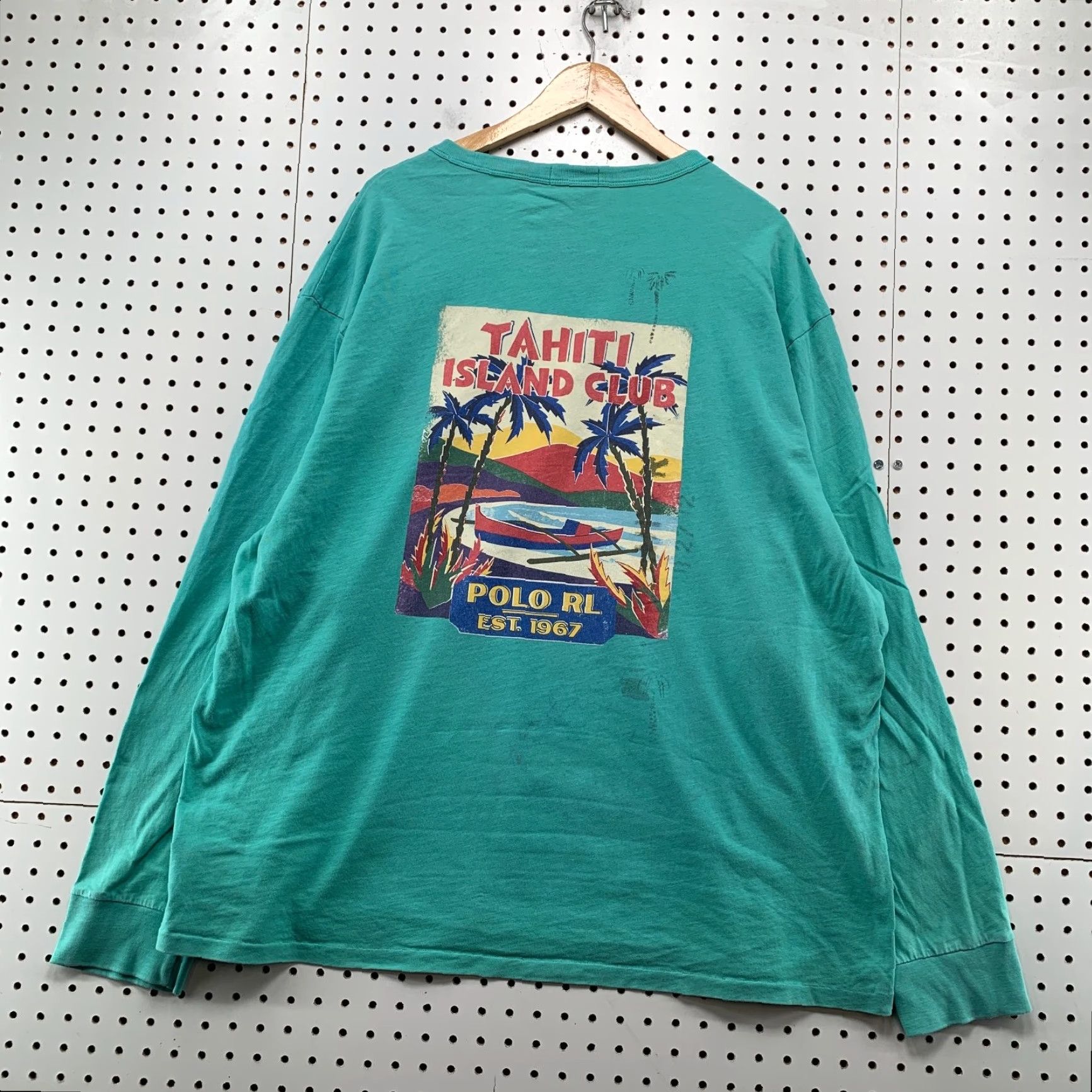 Polo Ralph Lauren Polo Ralph Lauren Shirt Mens 2XL Green Tahiti Island Club Stencil Long Sleeve Size US XXL / EU 58 / 5 - 2 Thumbnail