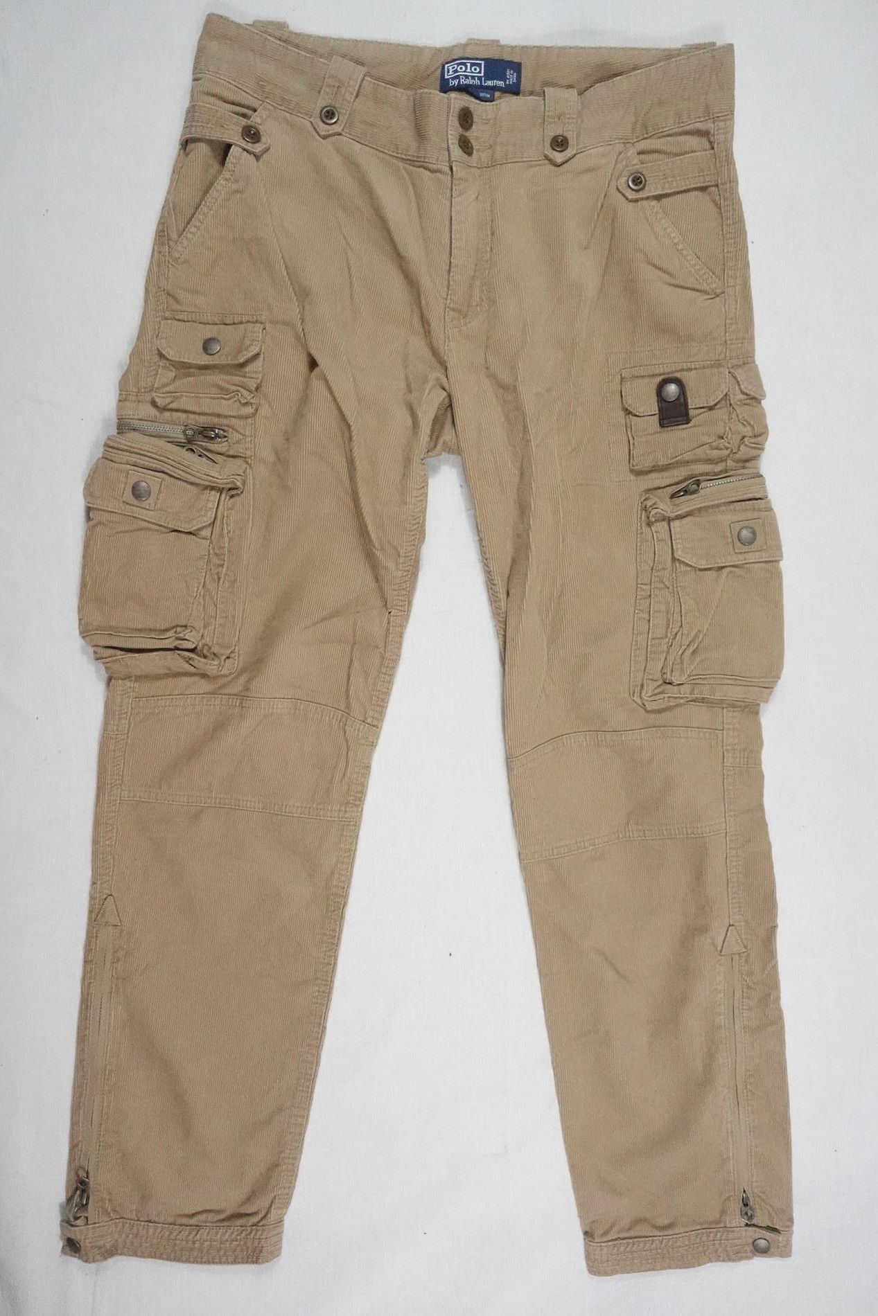 Polo Ralph Lauren Polo Ralph Lauren Pants Corduroy Beige Cargo Military 33/32 Size US 33 - 1 Thumbnail